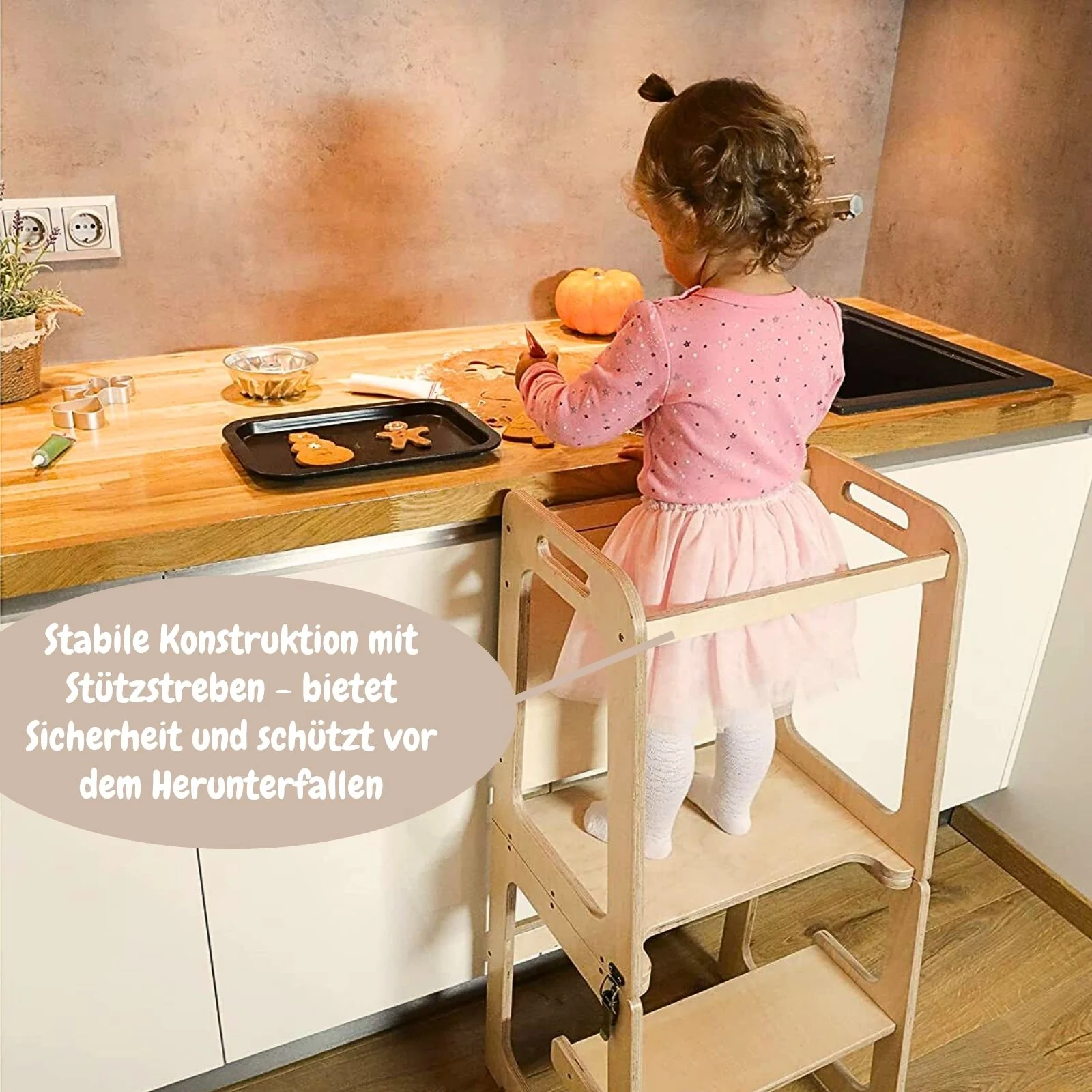 Faltbarer Kinder-Lernturm aus Holz mit Maltafel - Image 2