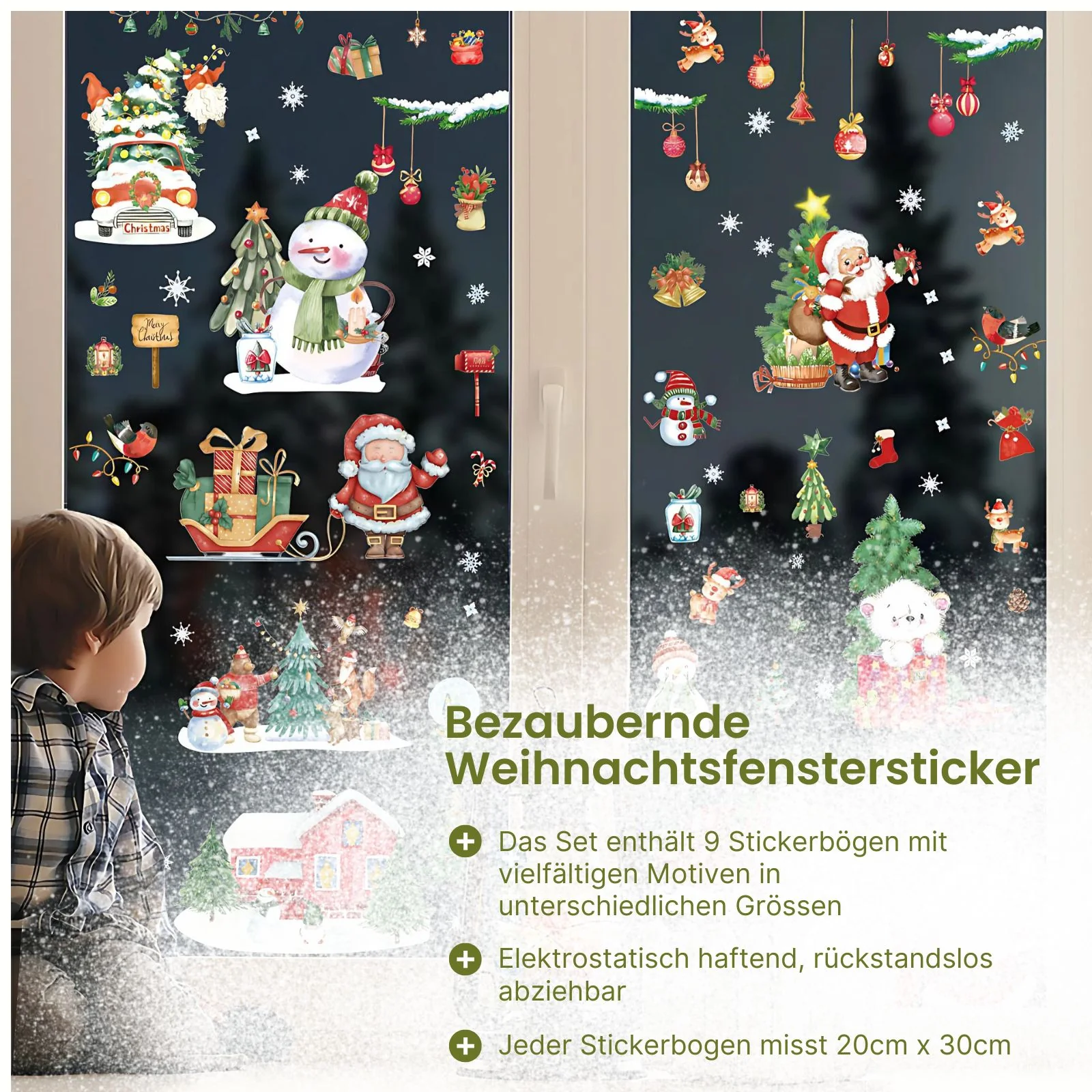 Fensterbilder klebbar für Kids Weihnachtssticker Weihnachtsaufkleber Fenster - Image 2