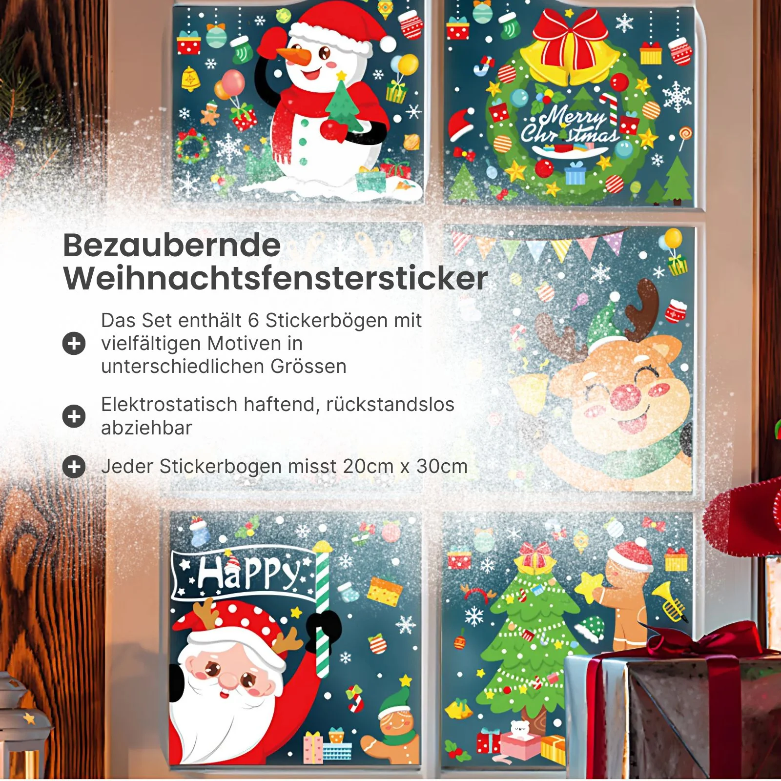 Fensterbilder klebbar Merry Christmas Weihnachtssticker für Kinderfenster Weihnachtsaufkleber - Image 2