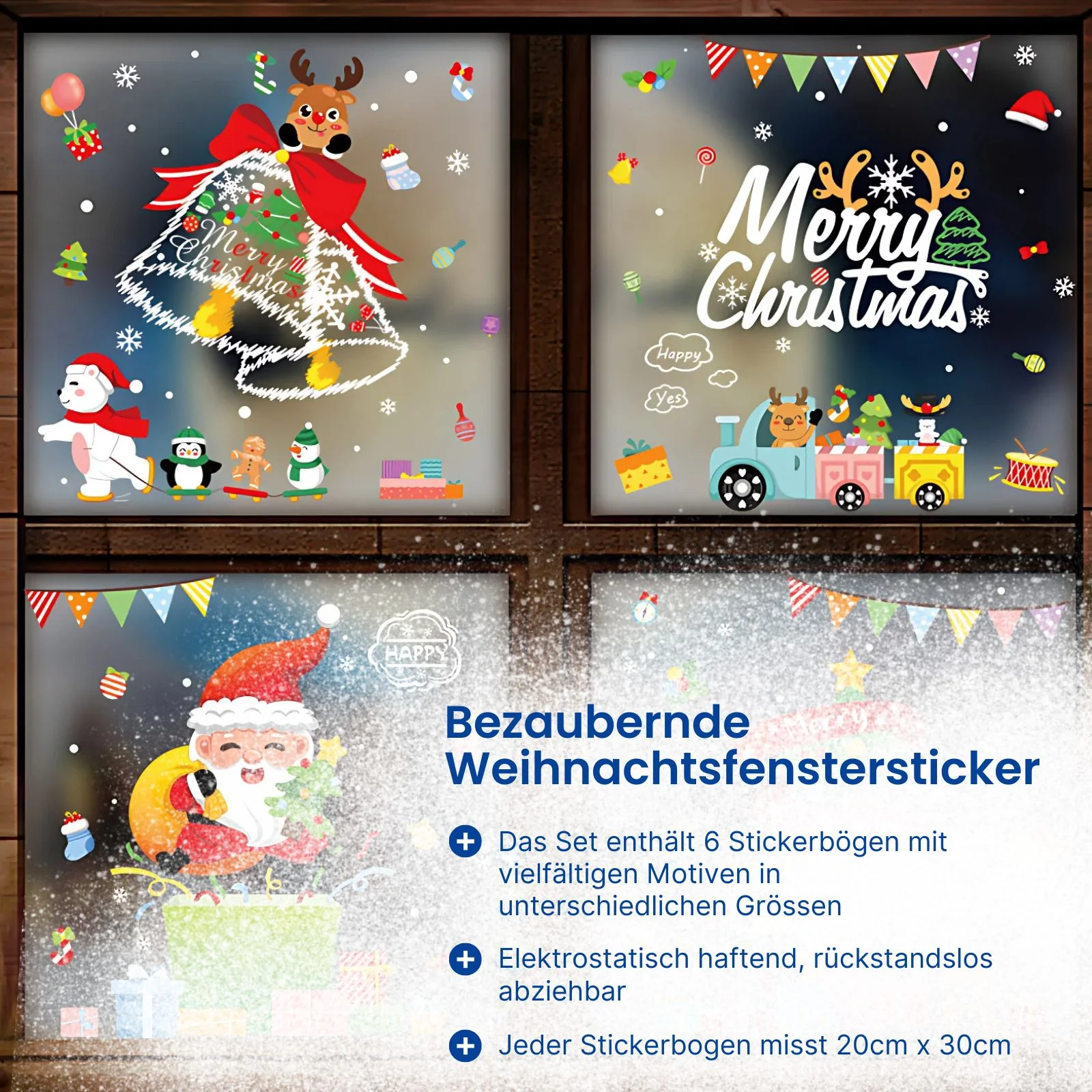 Fensterbilder klebbar Merry Christmas Weihnachtssticker Weihnachtsaufkleber Fenster - Image 2