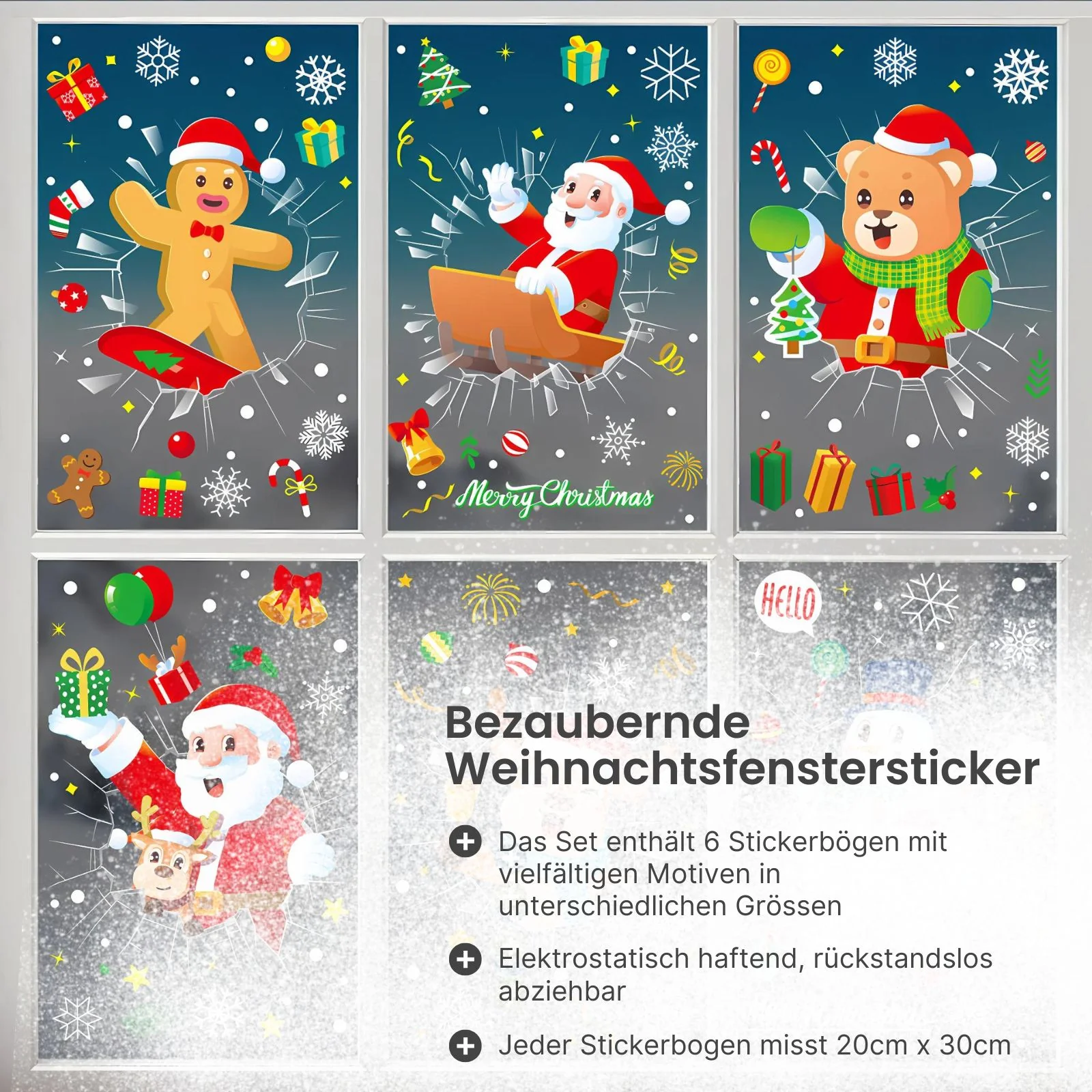Fensterbilder Weihnachtsaufkleber für Fenster Weihnachtssticker Merry Christmas - Image 2