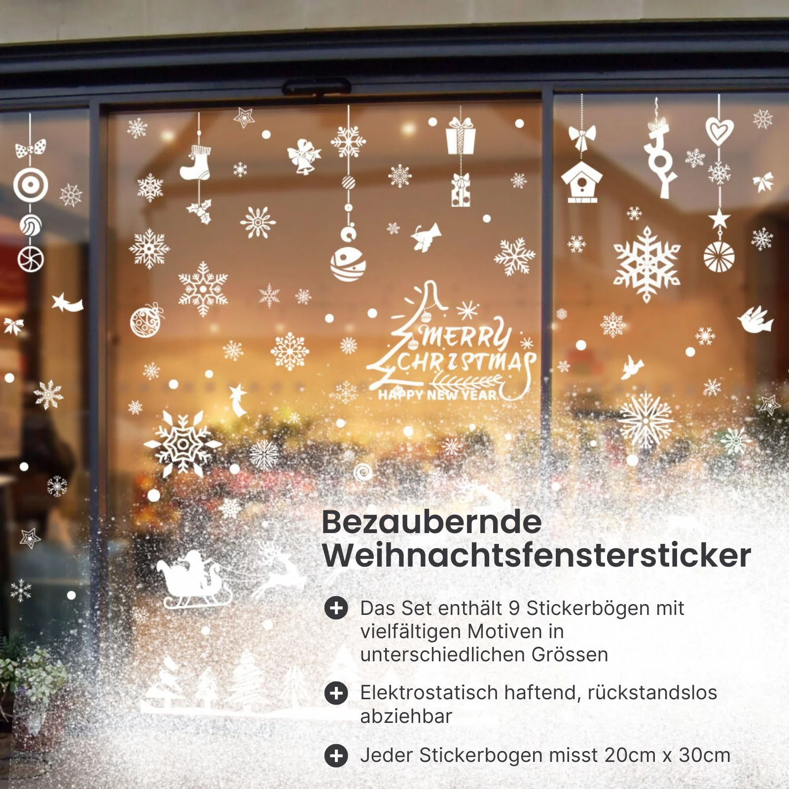 Fensterbilder Weihnachtssticker klebbar mit festlichen Motiven Weihnachtsaufkleber - Image 2