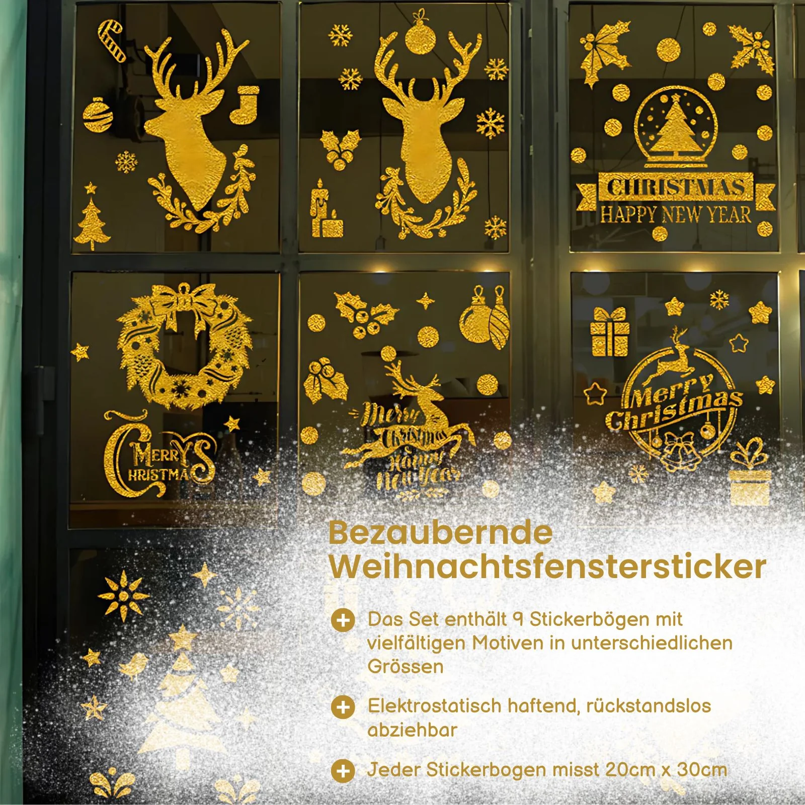 Fenstersticker Merry Christmas Happy New Year Weihnachtsaufkleber DIY Deko - Image 2