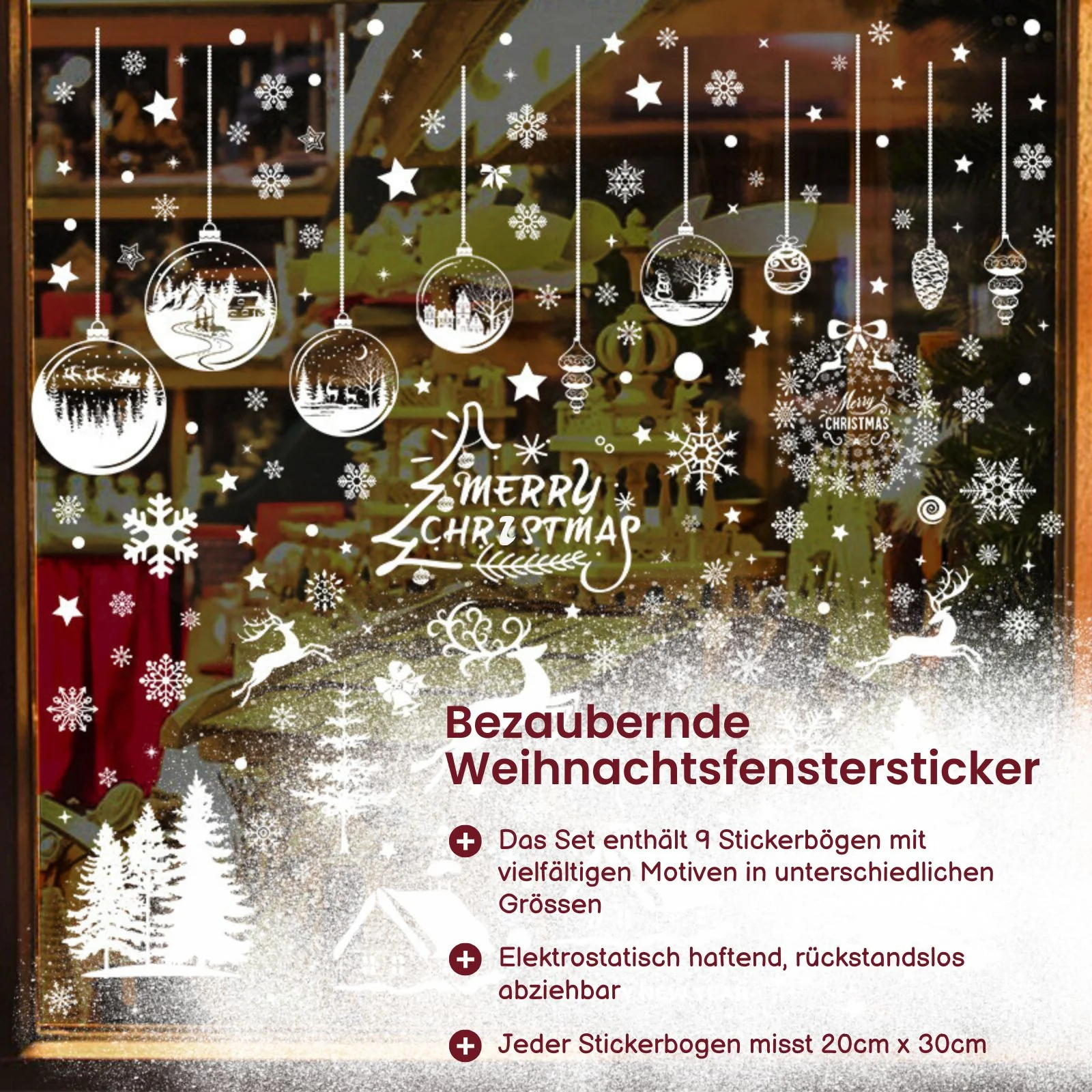Fenstersticker Merry Christmas Happy New Year Weihnachtsaufkleber DIY Deko Glasfenster - Image 2