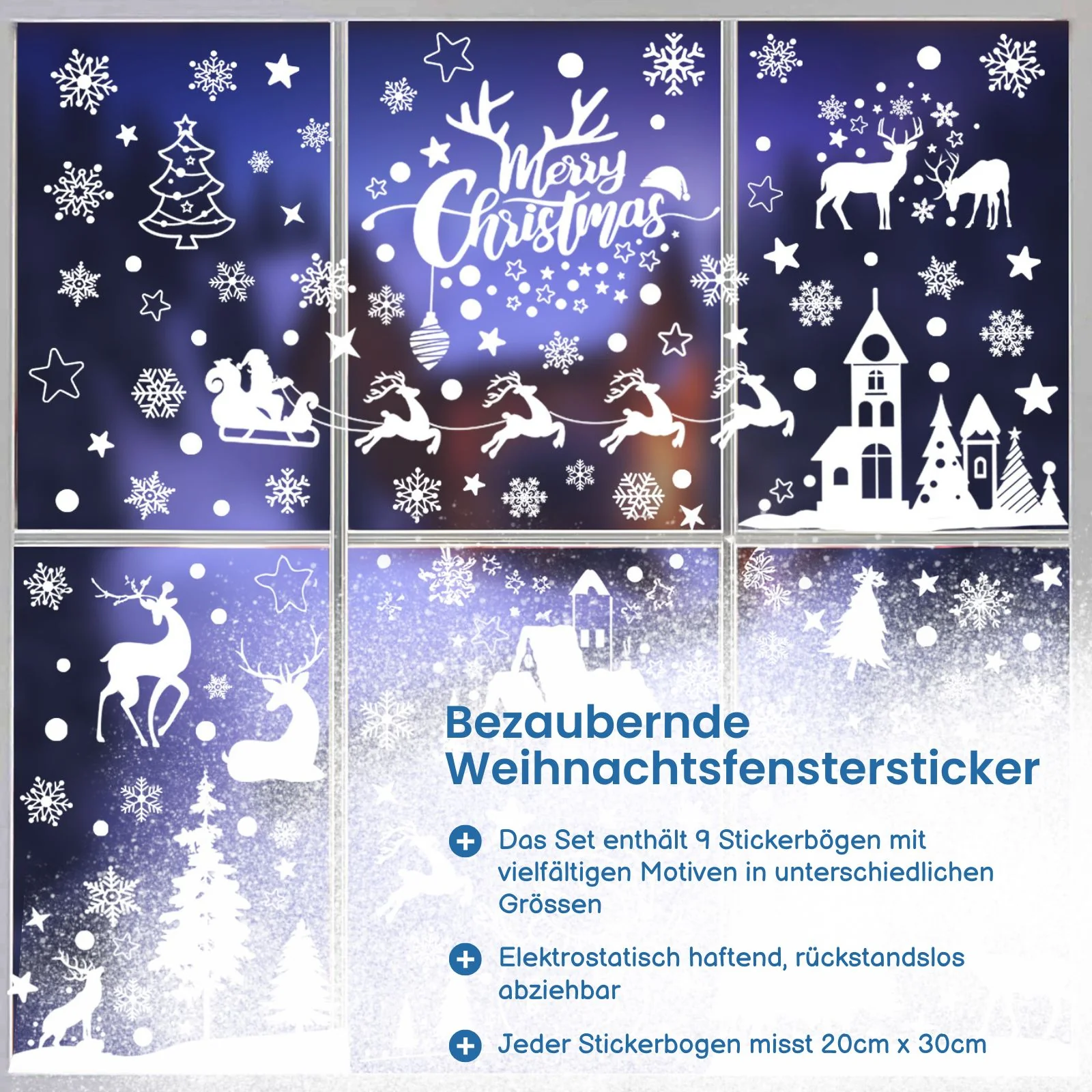 Fenstersticker Weihnachtsaufkleber Merry Christmas DIY Deko Glasfenster - Image 2