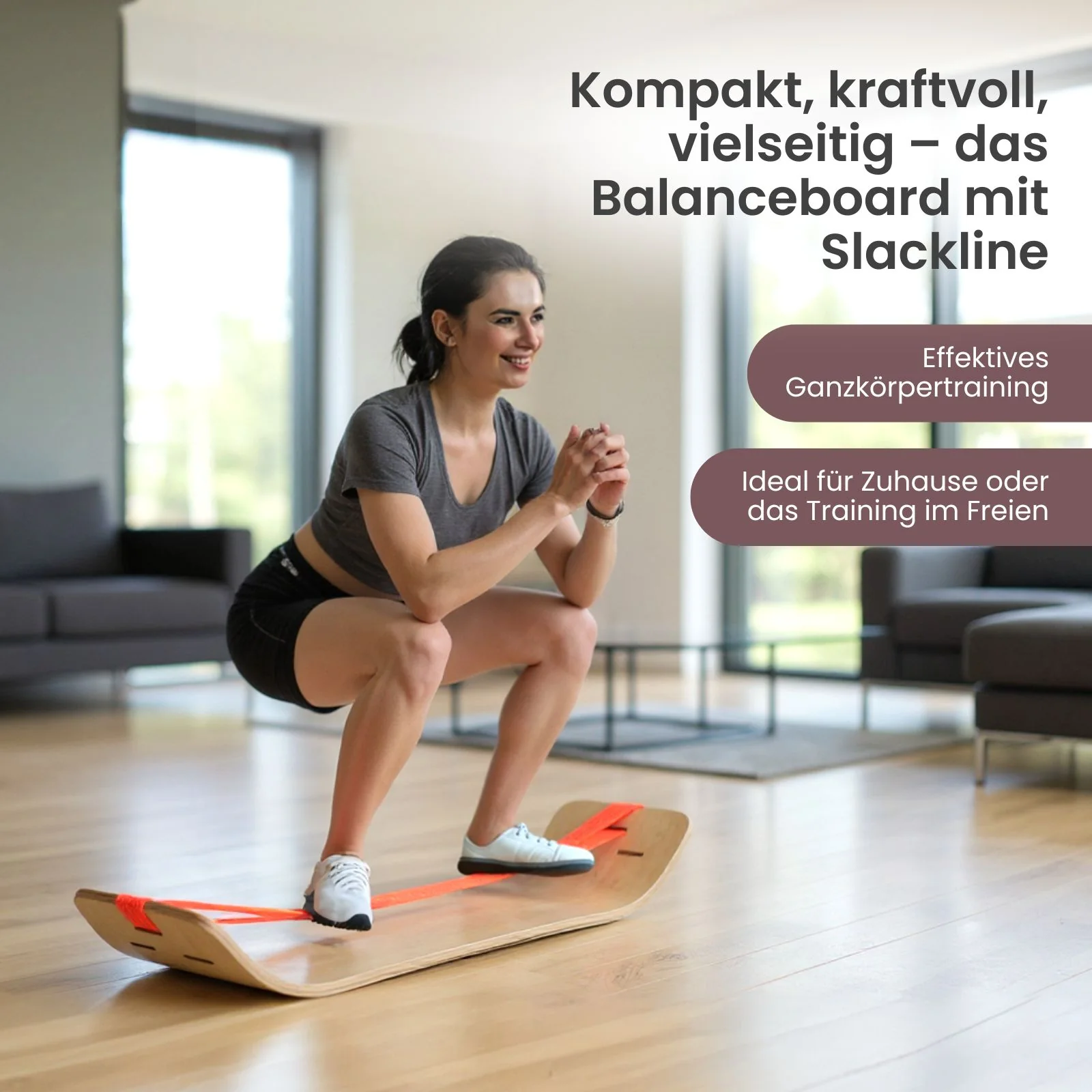 Fitness-Balanceboard mit Slackline Fitnessbrett Balancebrett - Image 2
