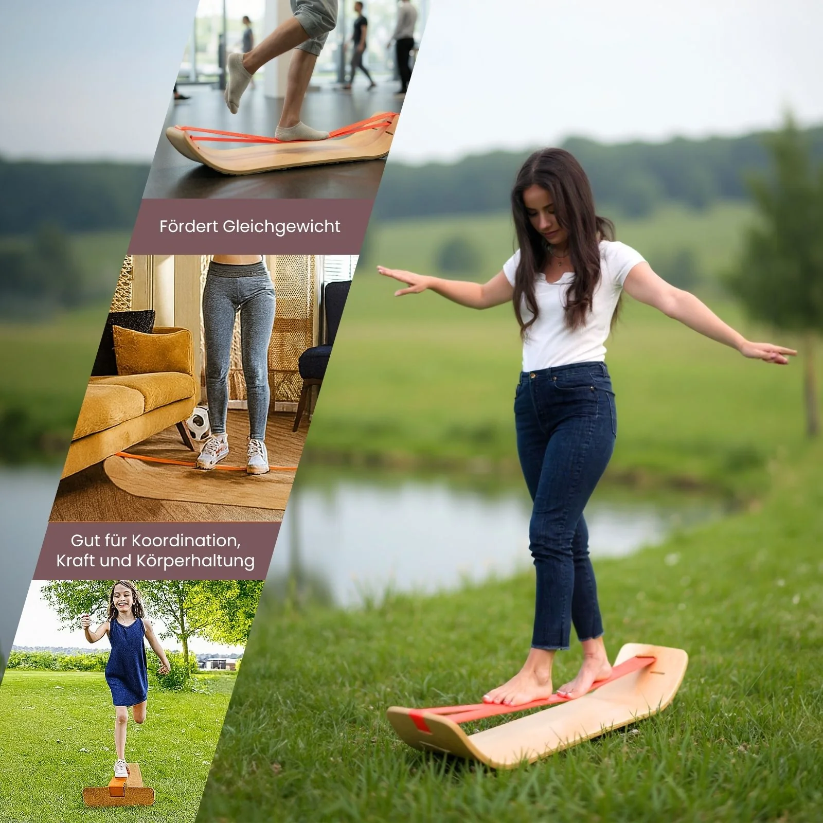 Fitness-Balanceboard mit Slackline Fitnessbrett Balancebrett - Image 3