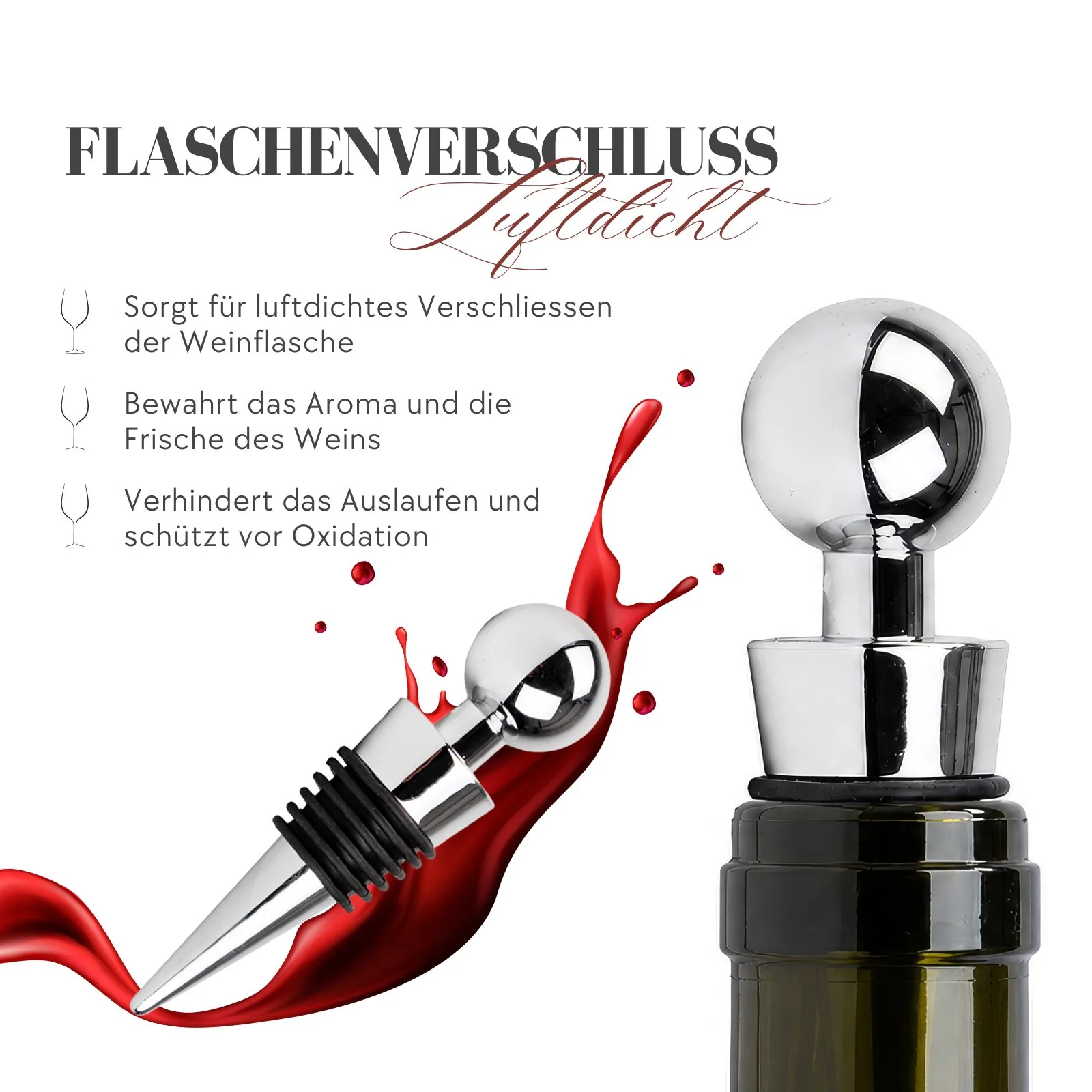 Flaschenöffner-Set Weinausgiesser Weinöffner Weinstopper Korkenzieher - Image 5
