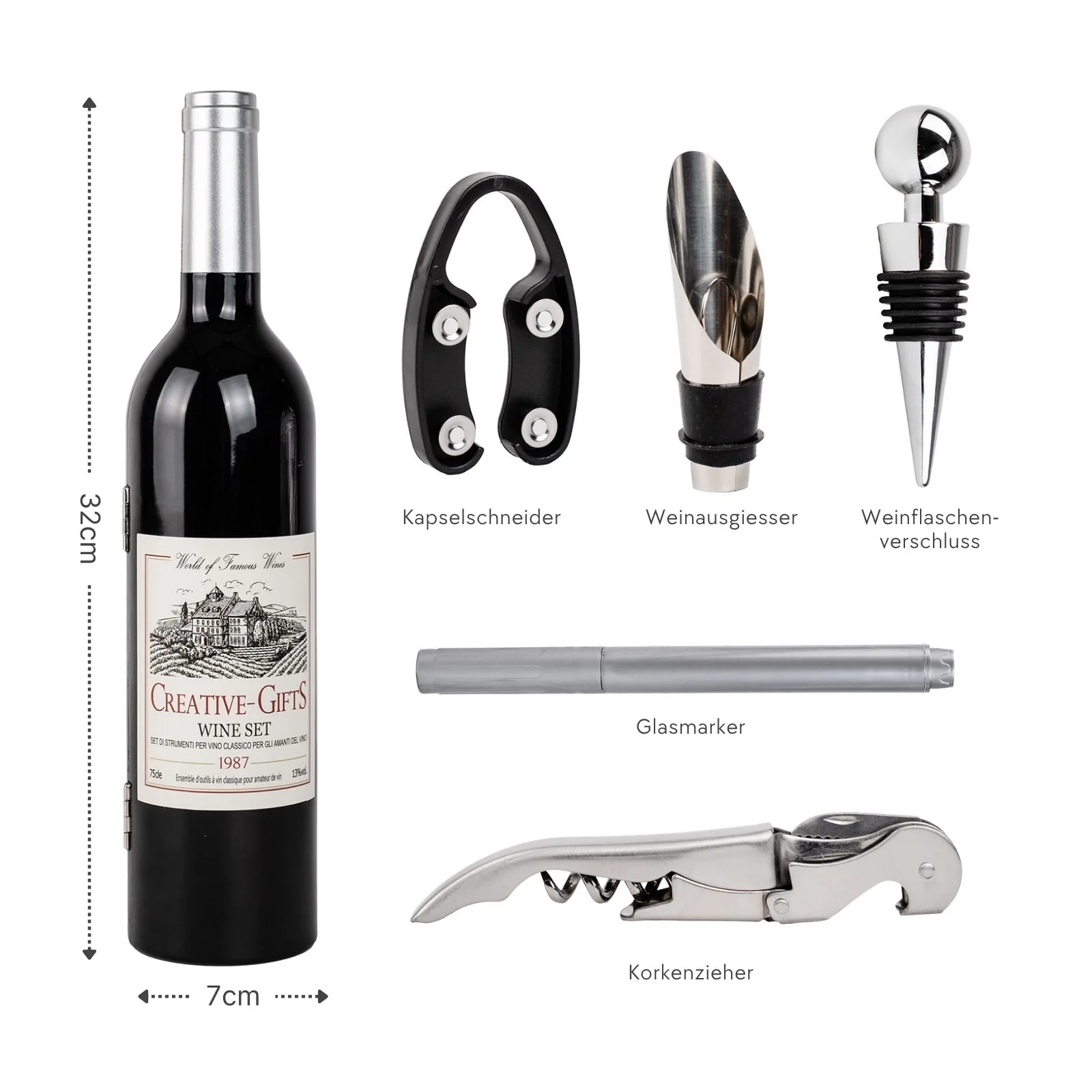 Flaschenöffner-Set Weinausgiesser Weinöffner Weinstopper Korkenzieher - Image 8