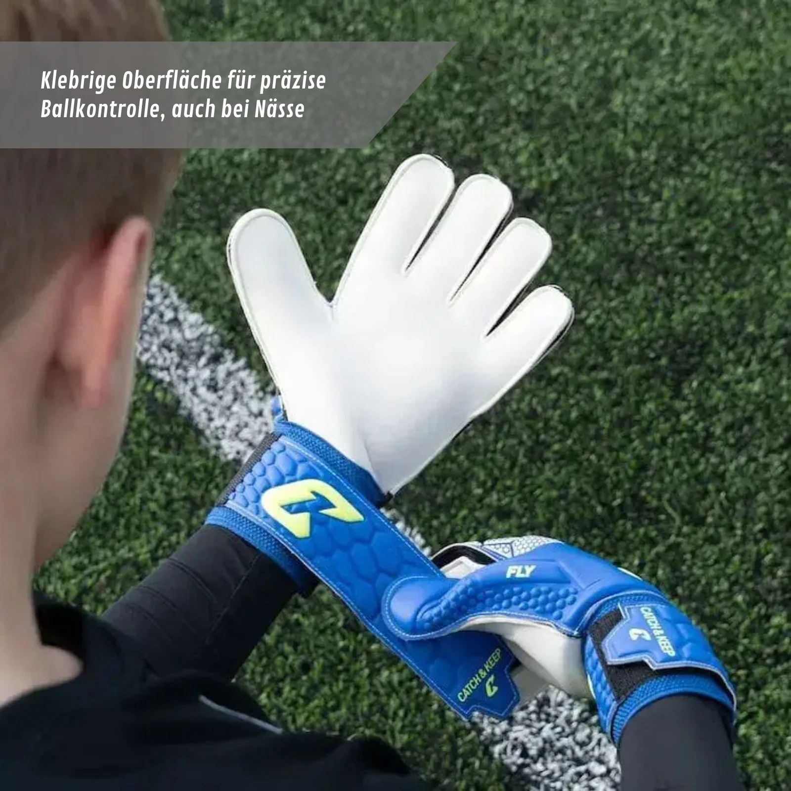Fussballhandschuhe Fly Kids Blue Soul Gr. 6 Torwart Goalie Handschuhe - Image 4