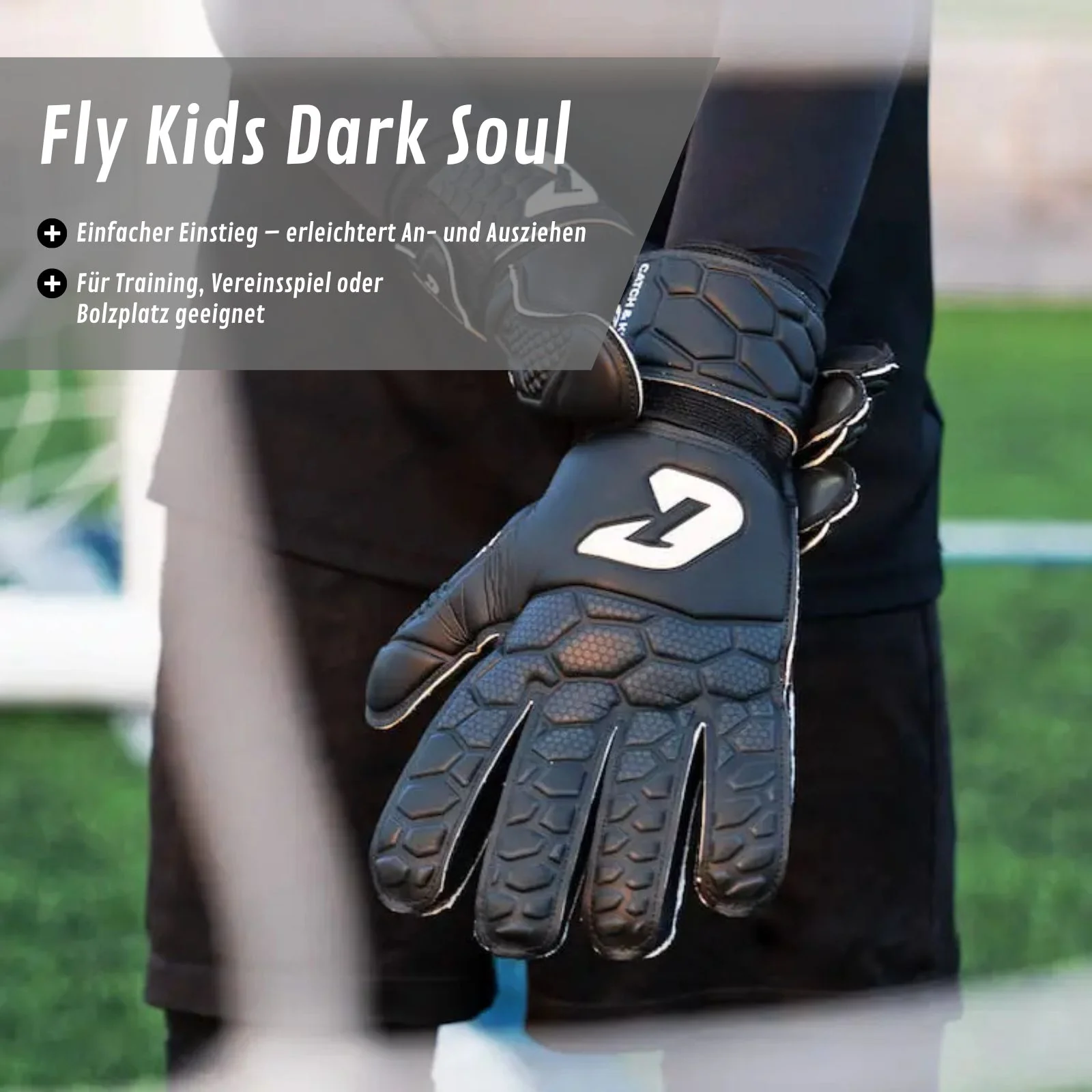 Fussballhandschuhe Fly Kids Dark Soul Gr. 5 Torwart Goalie Handschuhe - Image 2