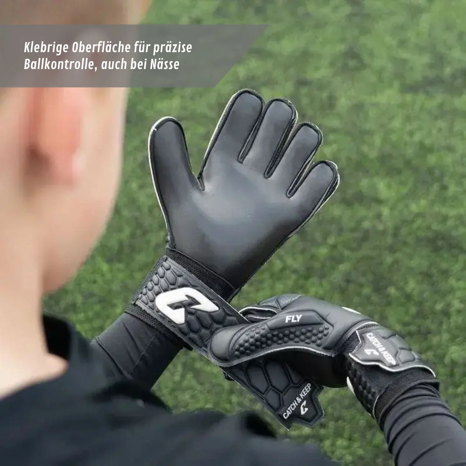 Fussballhandschuhe Fly Kids Dark Soul Gr. 5 Torwart Goalie Handschuhe - Image 4
