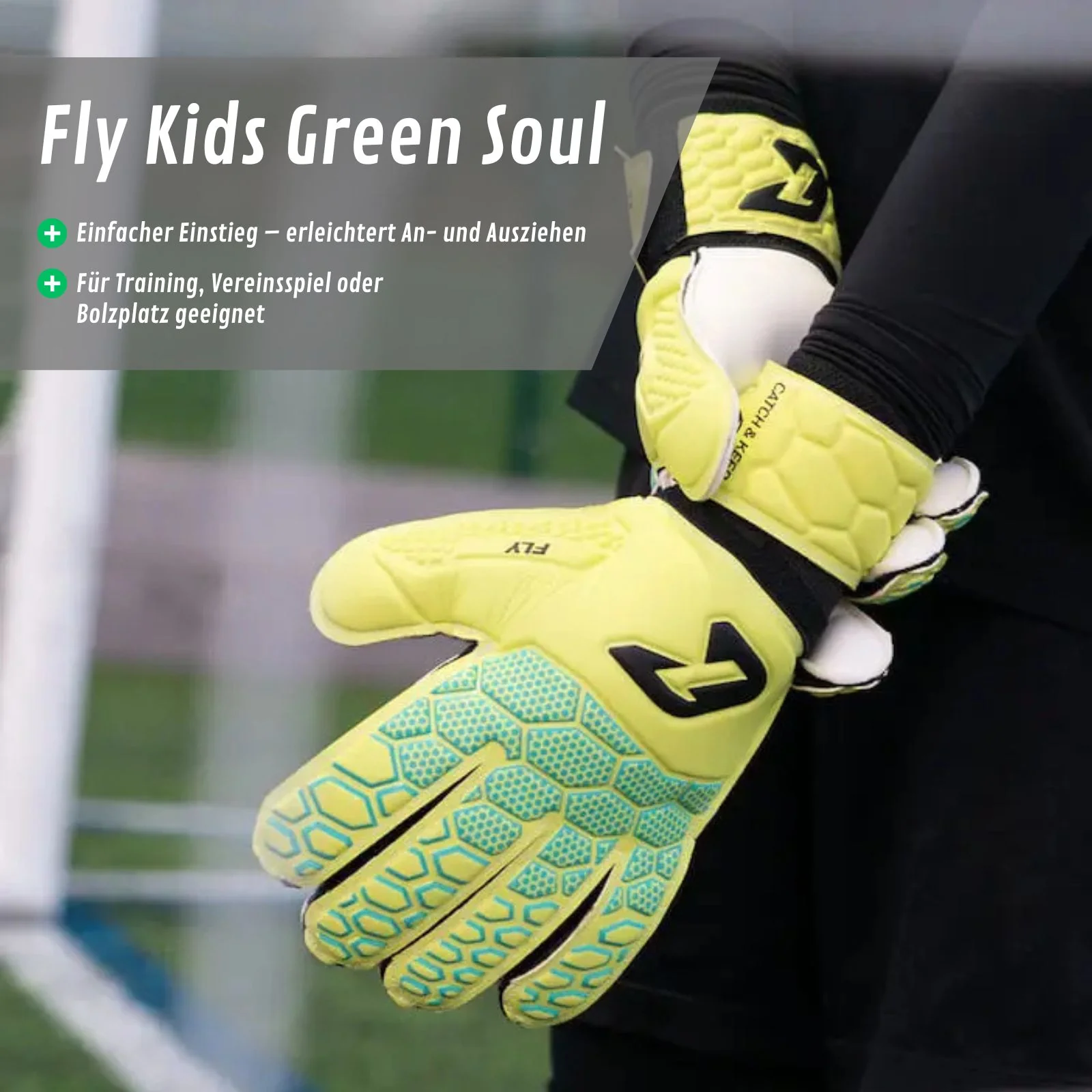 Fussballhandschuhe Fly Kids Green Soul Gr. 3 Torwart Goalie Handschuhe - Image 2