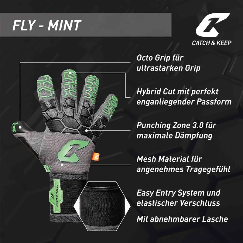 Fussballhandschuhe Fly Mint Soul Gr. 11 Mintgrün Torwart Keeper Goalie Handschuhe - Image 2