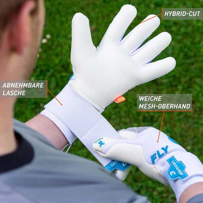 Fussballhandschuhe Fly White Soul Gr. 7 Weiss Torwart Keeper Goalie Handschuhe - Image 2