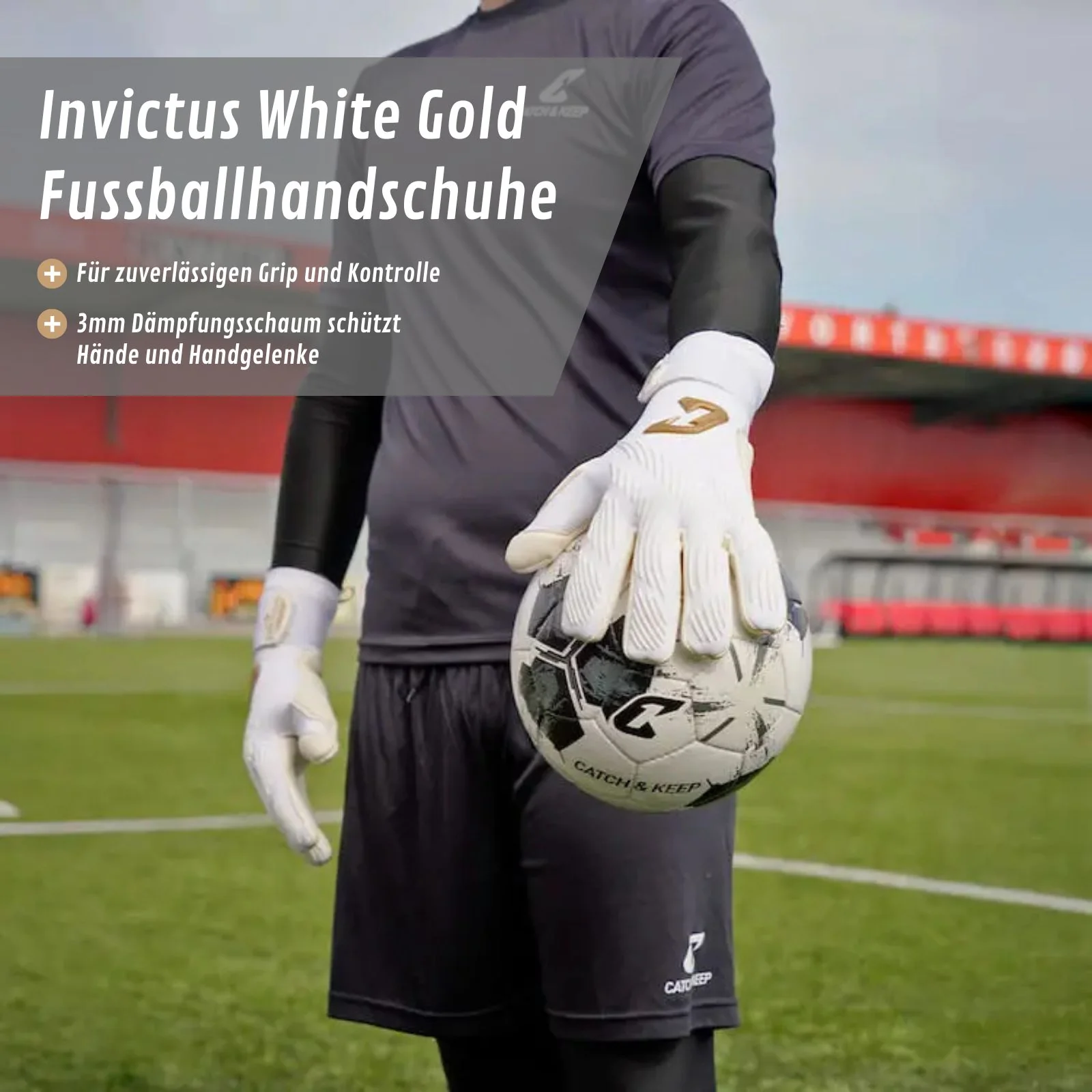Fussballhandschuhe Invictus White Gold Gr. 8 Torwart Goalie Handschuhe - Image 2