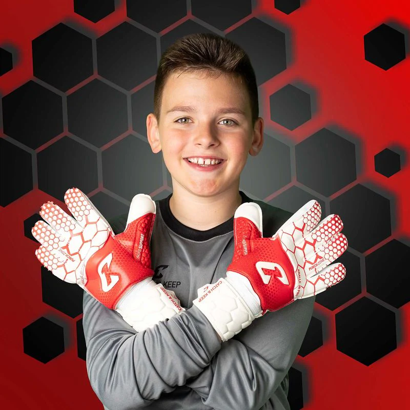 Fussballhandschuhe Kralle Junior Pro 3.0 Gr. 4 Rot Torwart Keeper Goalie Handschuhe - Image 3
