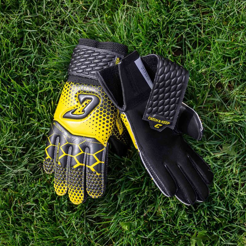 Fussballhandschuhe Kralle Protector Gr. 4 Gelb Torwart Keeper Goalie Handschuhe - Image 3