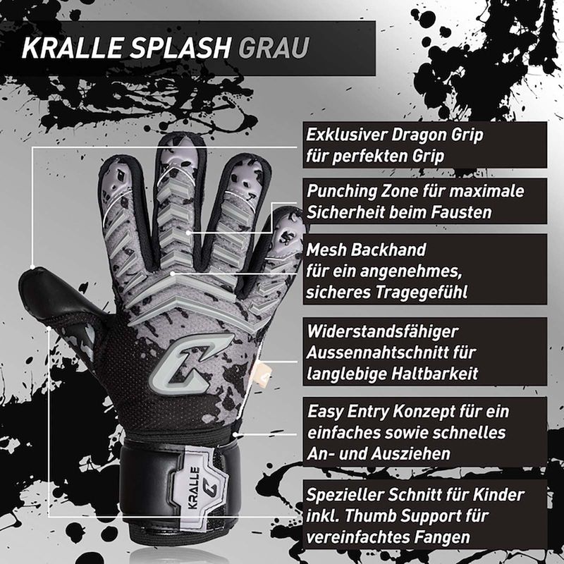 Fussballhandschuhe Kralle Splash Gr. 6 Grau Torwart Keeper Goalie Handschuhe - Image 2