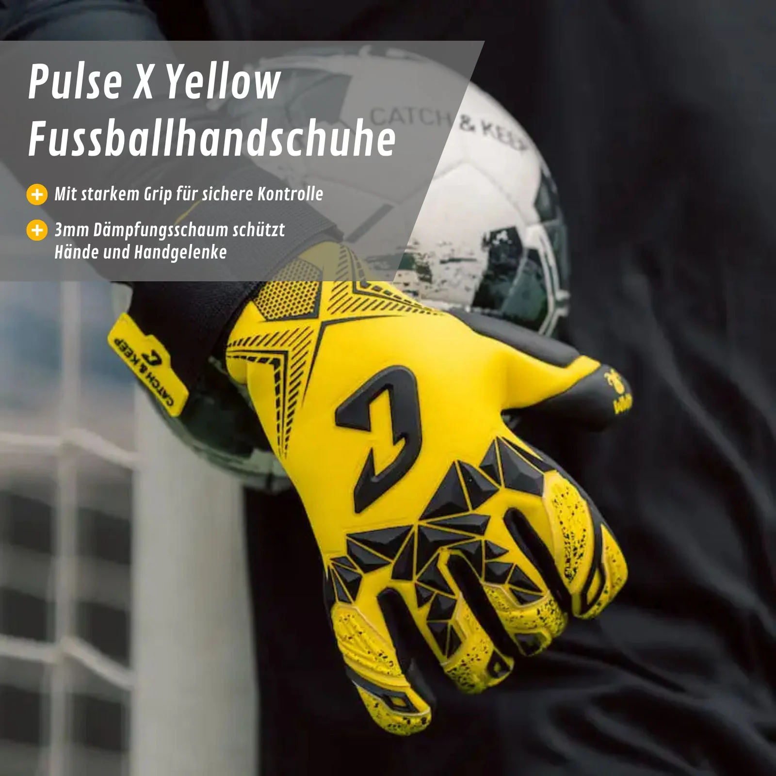 Fussballhandschuhe Pulse X Yellow Gr. 10 Torwart Goalie Handschuhe - Image 2