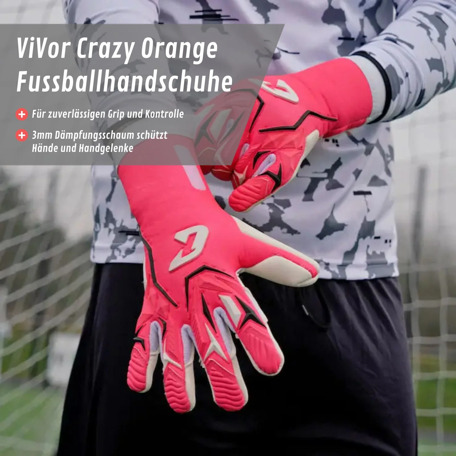 Fussballhandschuhe ViVor Crazy Orange Gr. 9.5 Torwart Goalie Handschuhe - Image 2