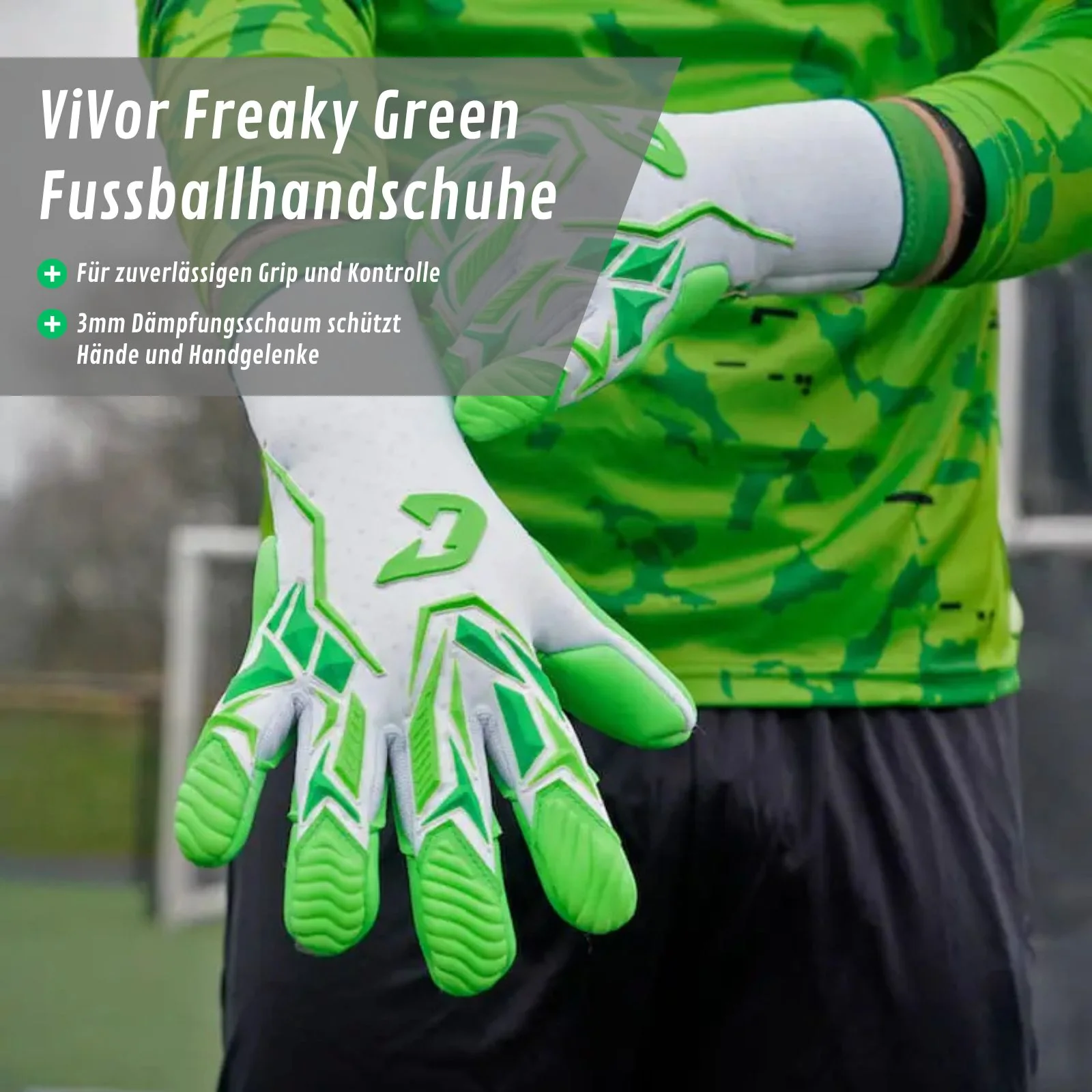 Fussballhandschuhe ViVor Freaky Green Gr. 9 Torwart Goalie Handschuhe - Image 2