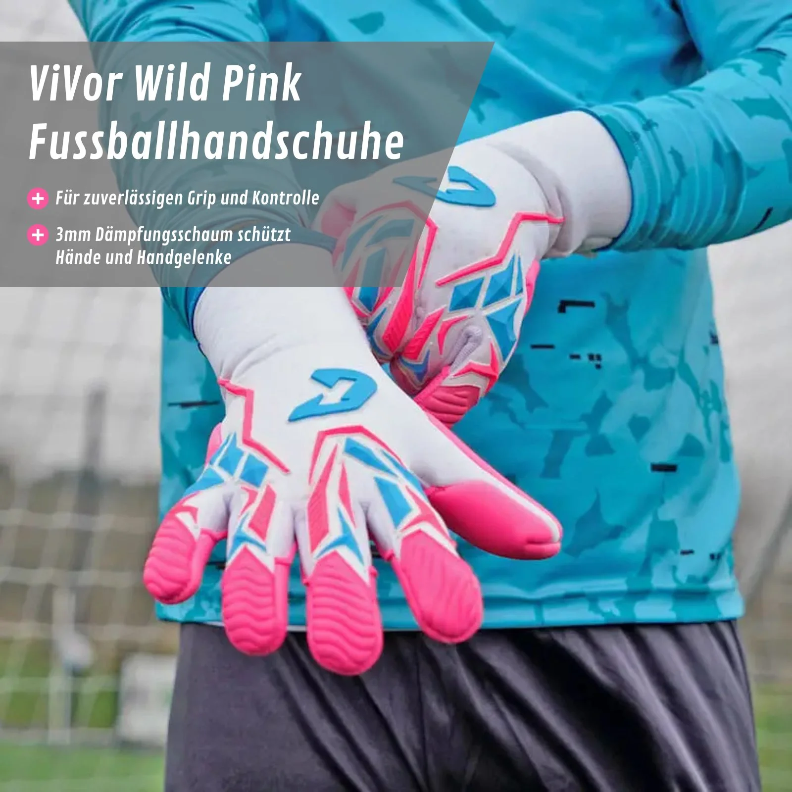 Fussballhandschuhe ViVor Wild Pink Gr. 9.5 Torwart Goalie Handschuhe - Image 2