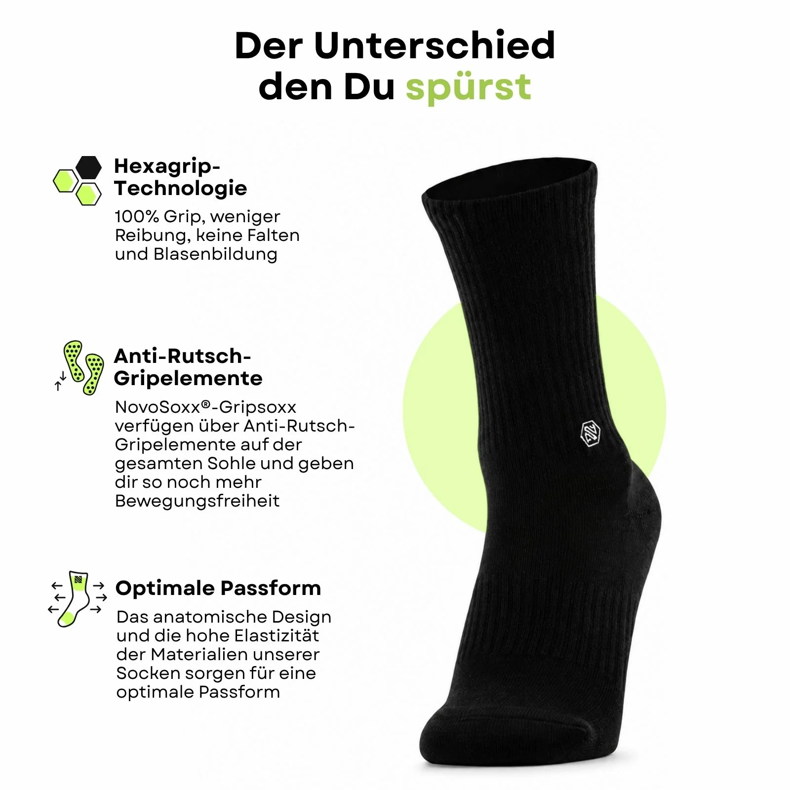 Fussballsocken Gr. 36-41 Sportstrümpfe GripSoxx SE Schwarz - Image 2