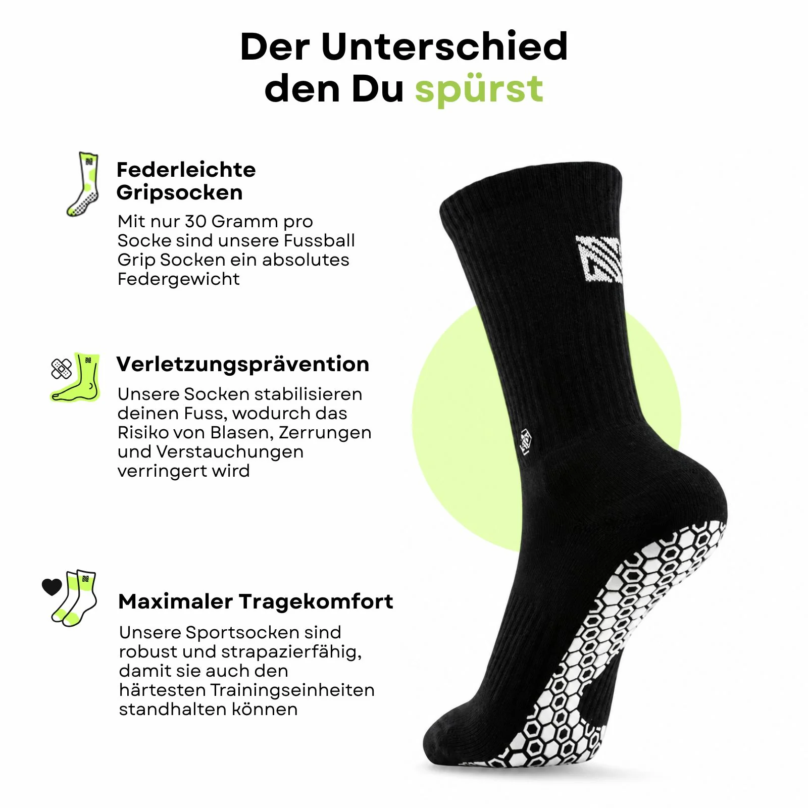 Fussballsocken Gr. 36-41 Sportstrümpfe GripSoxx SE Schwarz - Image 3