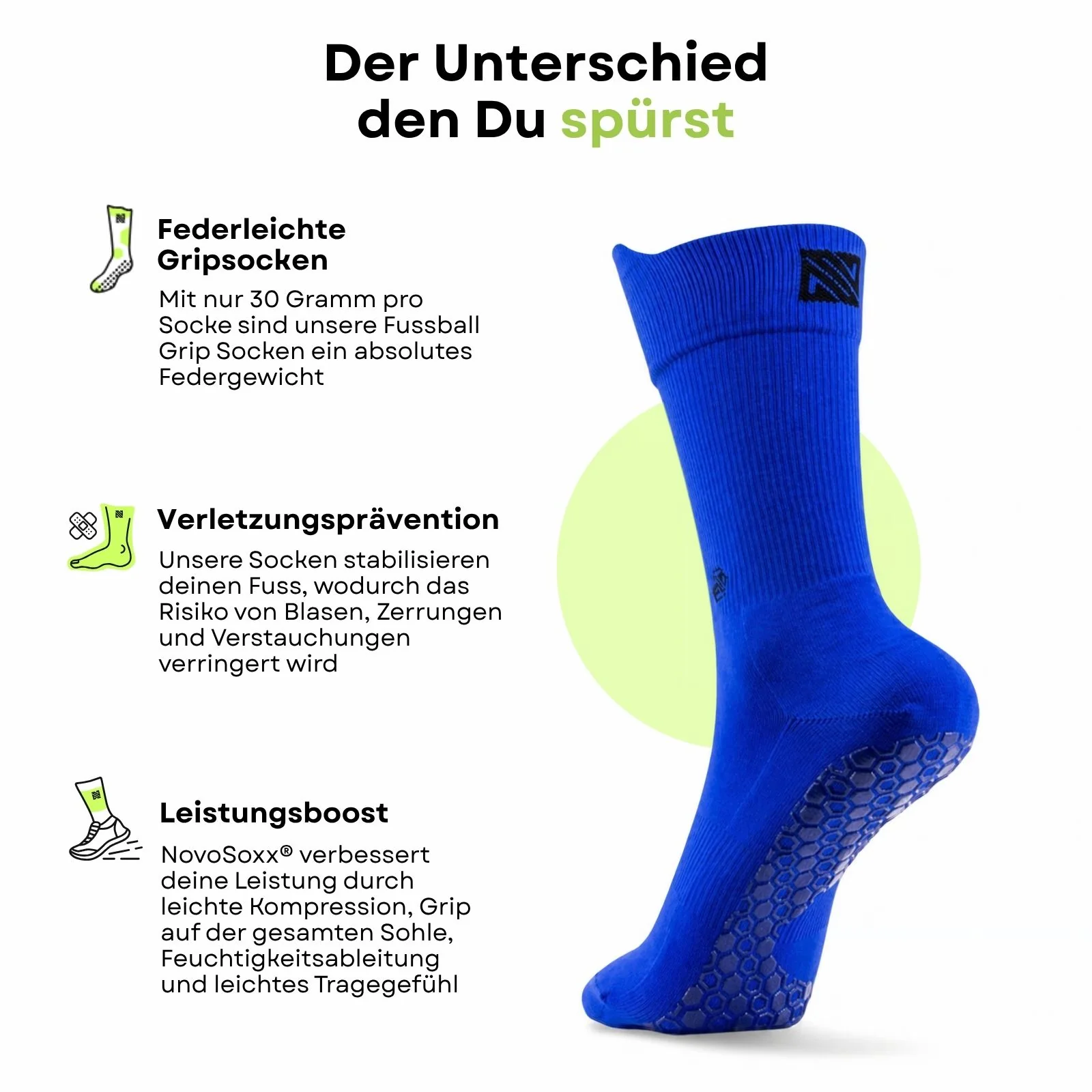 Fussballsocken Gr. 42-47 Sportstrümpfe GripSoxx NX Blau - Image 3
