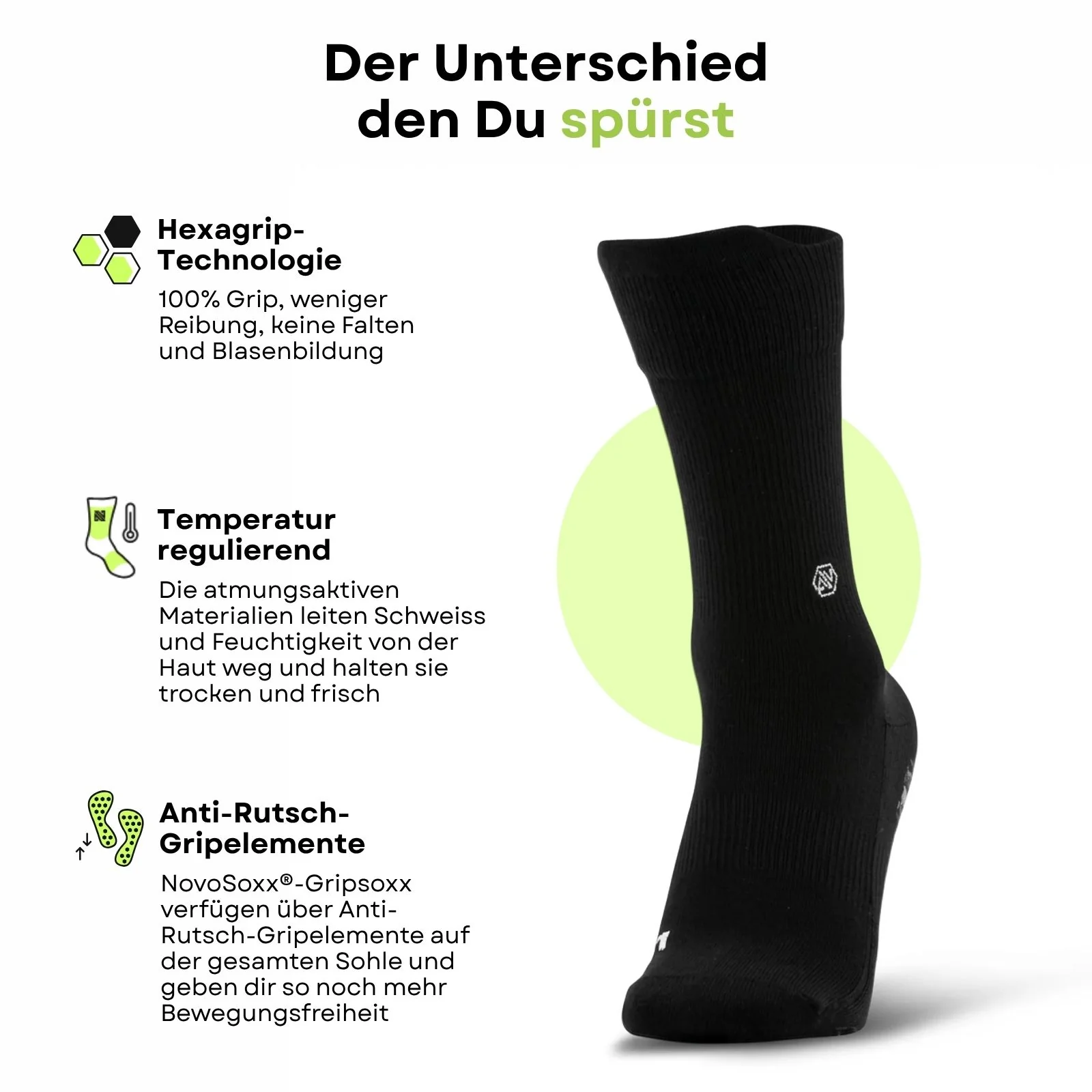 Fussballsocken Gr. 42-47 Sportstrümpfe GripSoxx NX Schwarz - Image 2