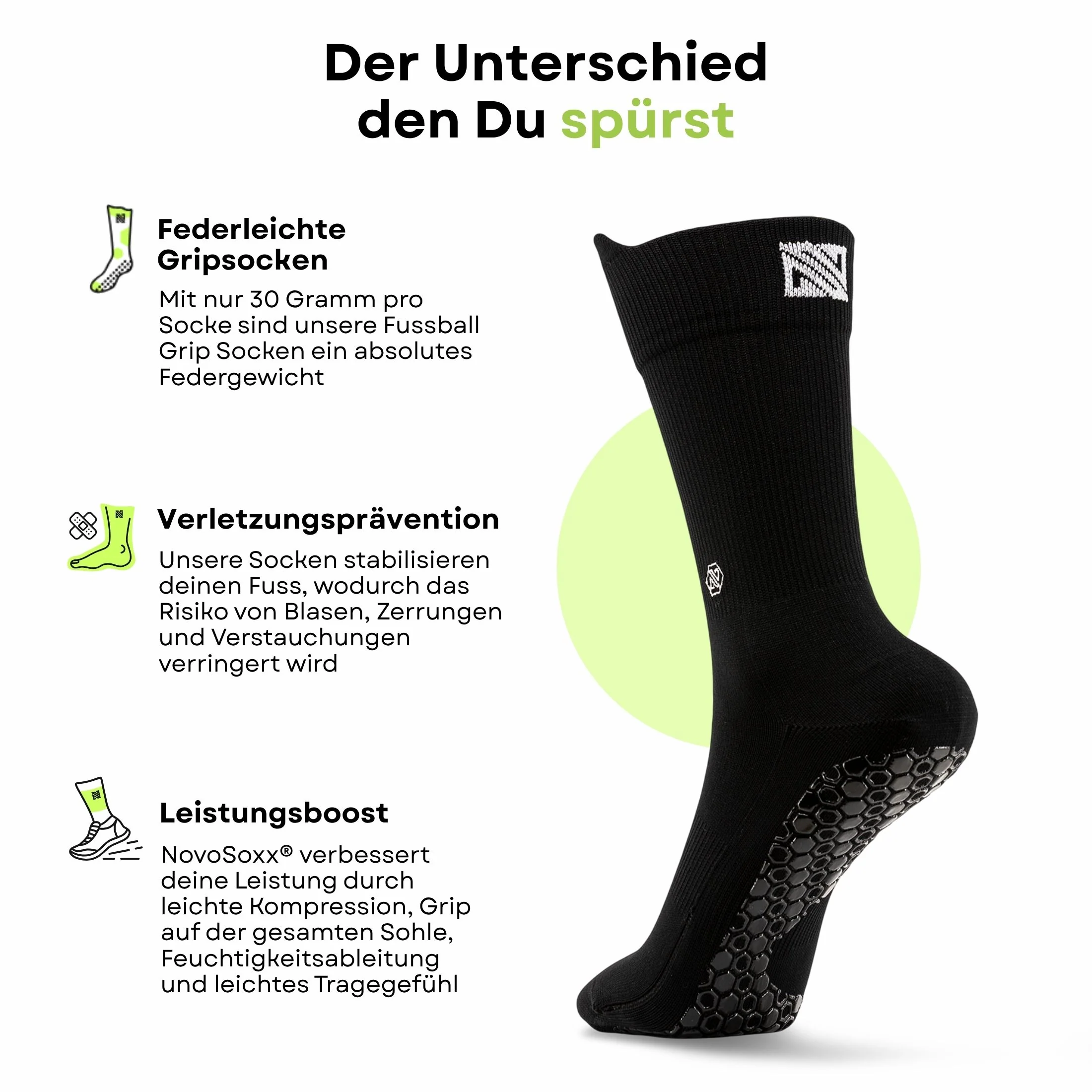 Fussballsocken Gr. 42-47 Sportstrümpfe GripSoxx NX Schwarz - Image 3