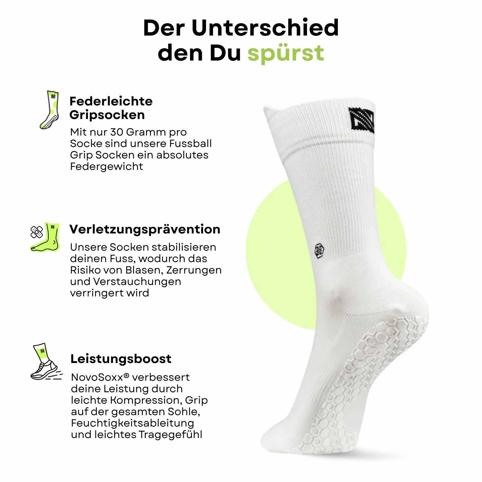 Fussballsocken Gr. 42-47 Sportstrümpfe GripSoxx NX Weiss - Image 3