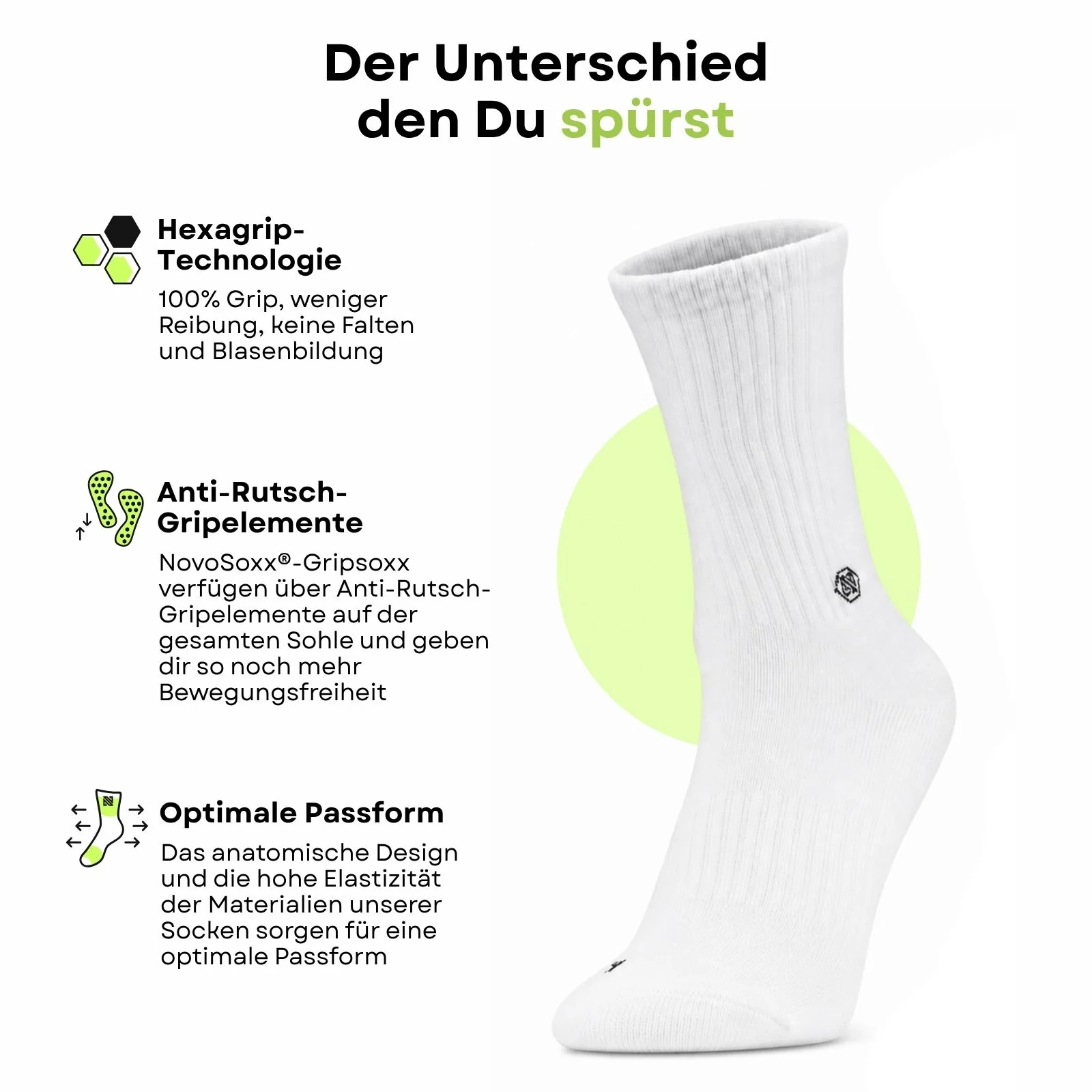 Fussballsocken Gr. 42-47 Sportstrümpfe GripSoxx SE Weiss - Image 2