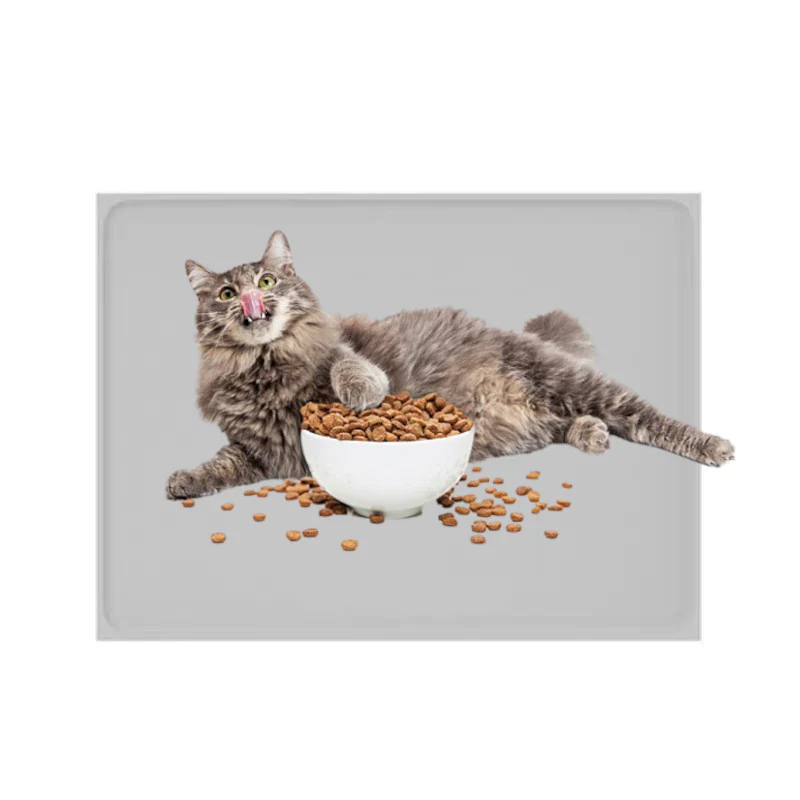 Futternapfunterlage aus Silikon Bodenschoner Hundefutterunterlage Grau - Image 2