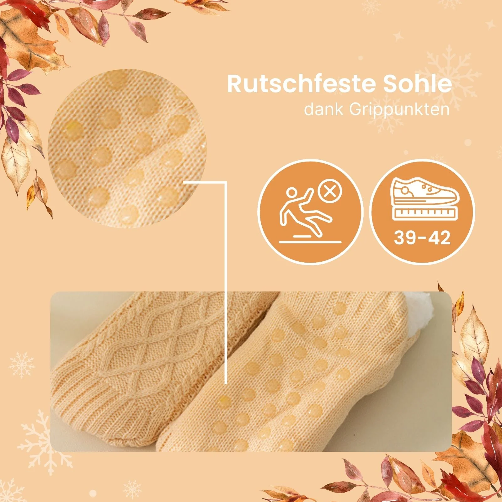 Fuzzy-Socken Gr. 39-42 Hausschuhe Wintersocken Kuschelsocken Pantoffeln - Image 2