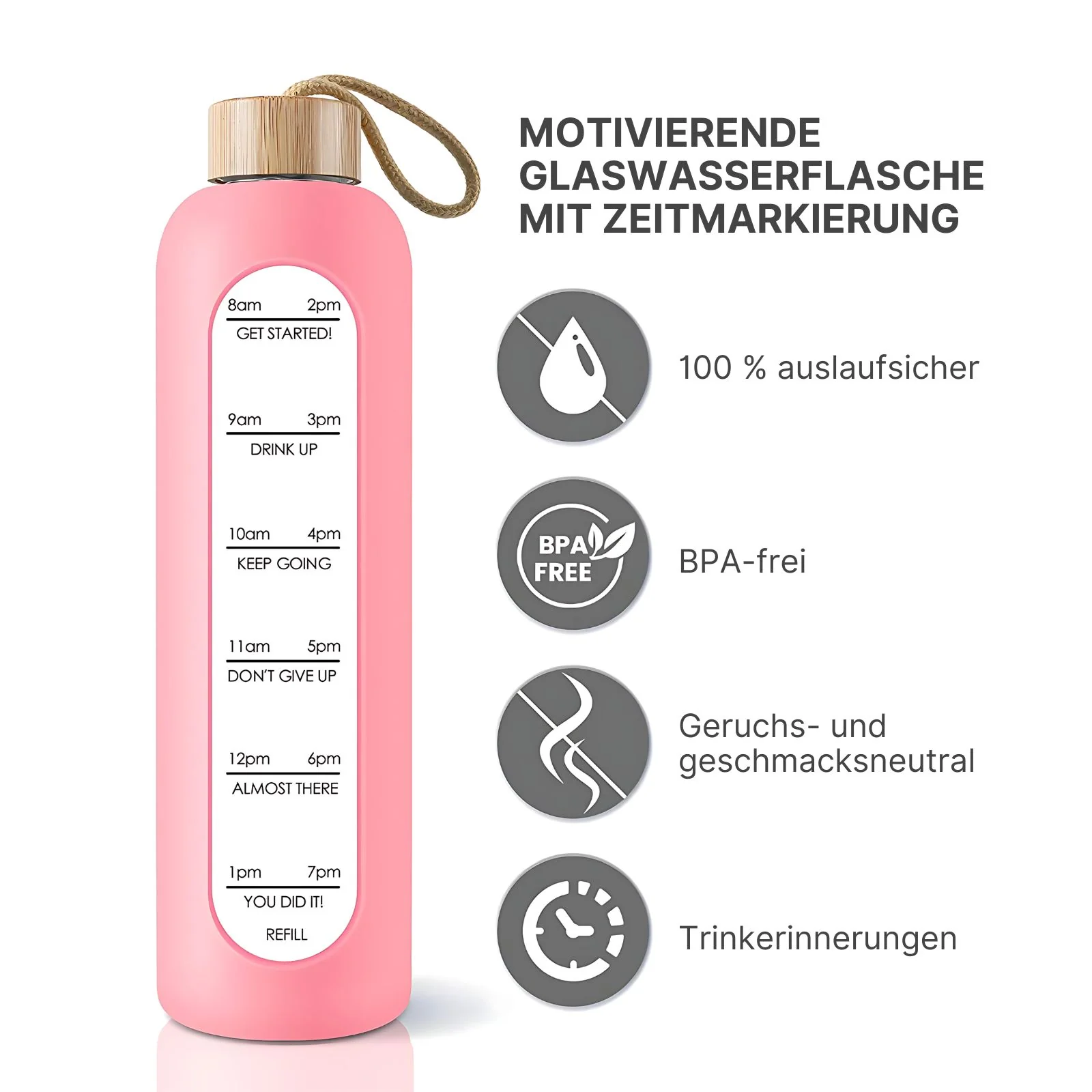 Glasflasche Sportflasche Trinkflasche Wasserflasche Getränkeflasche - Image 5