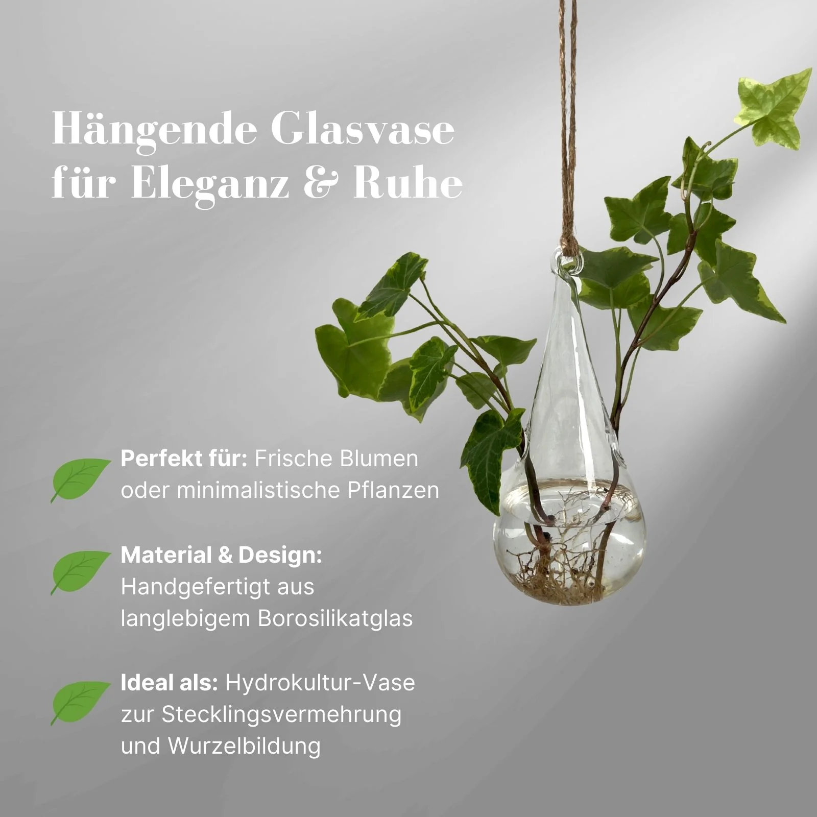 Hängende Glasvase Tropfenform Blumenvase Vase Dekoration - Image 2