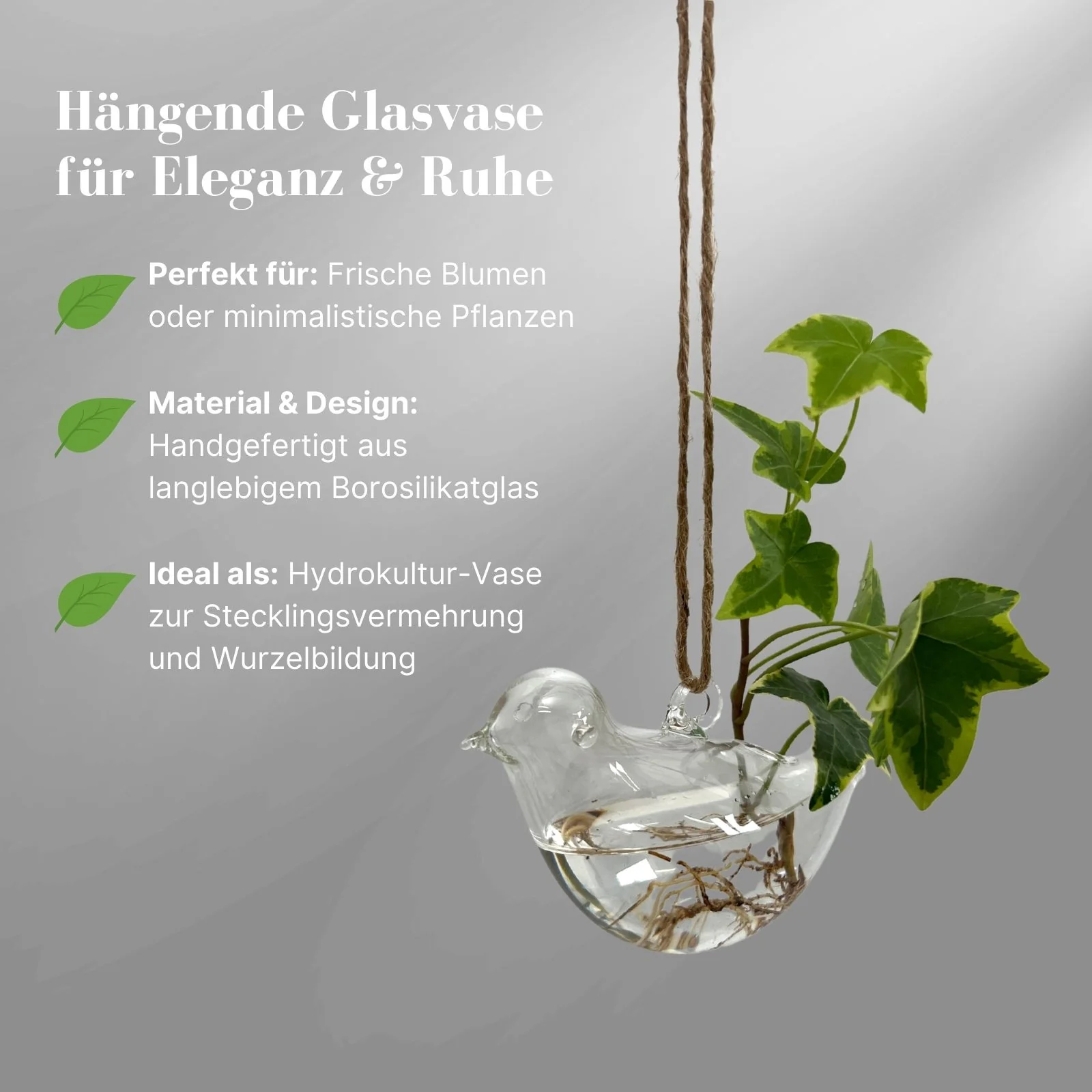 Hängende Glasvase Vogelform Blumenvase Vase Dekoration - Image 2
