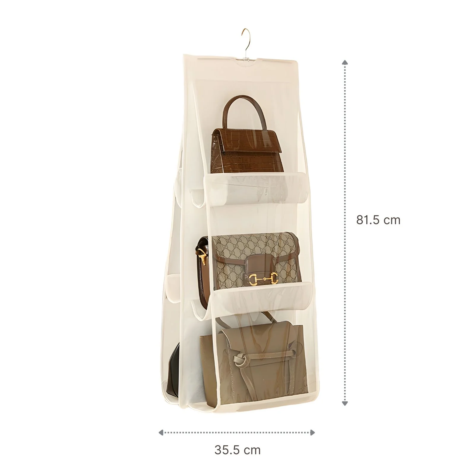 Handtaschen Organizer Hängende Aufbewahrungstasche 6 Fächer Weiss - Image 3