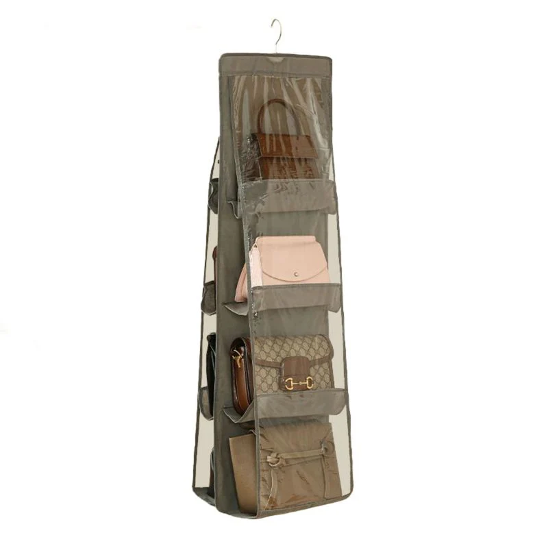Handtaschen Organizer Hängende Aufbewahrungstasche 8 Fächer Grau