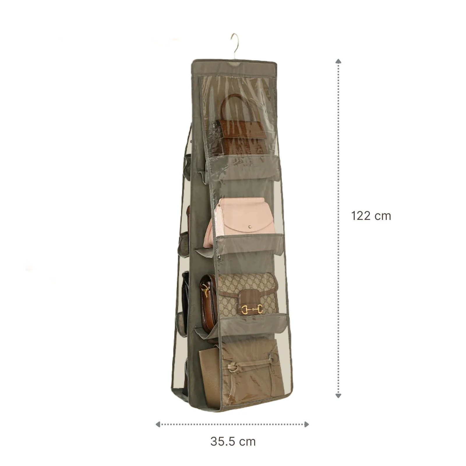 Handtaschen Organizer Hängende Aufbewahrungstasche 8 Fächer Grau - Image 3