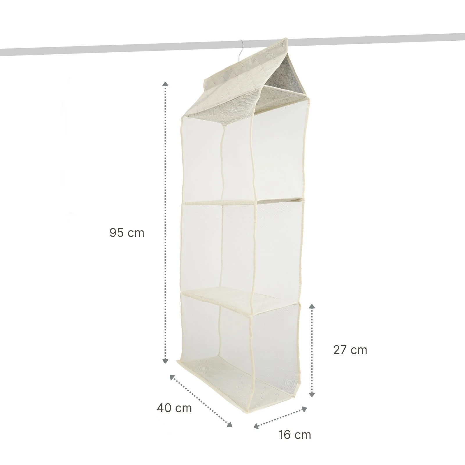 Handtaschen-Organizer zum Aufhängen Hängeaufbewahrung 3 Fächer Beige - Image 3