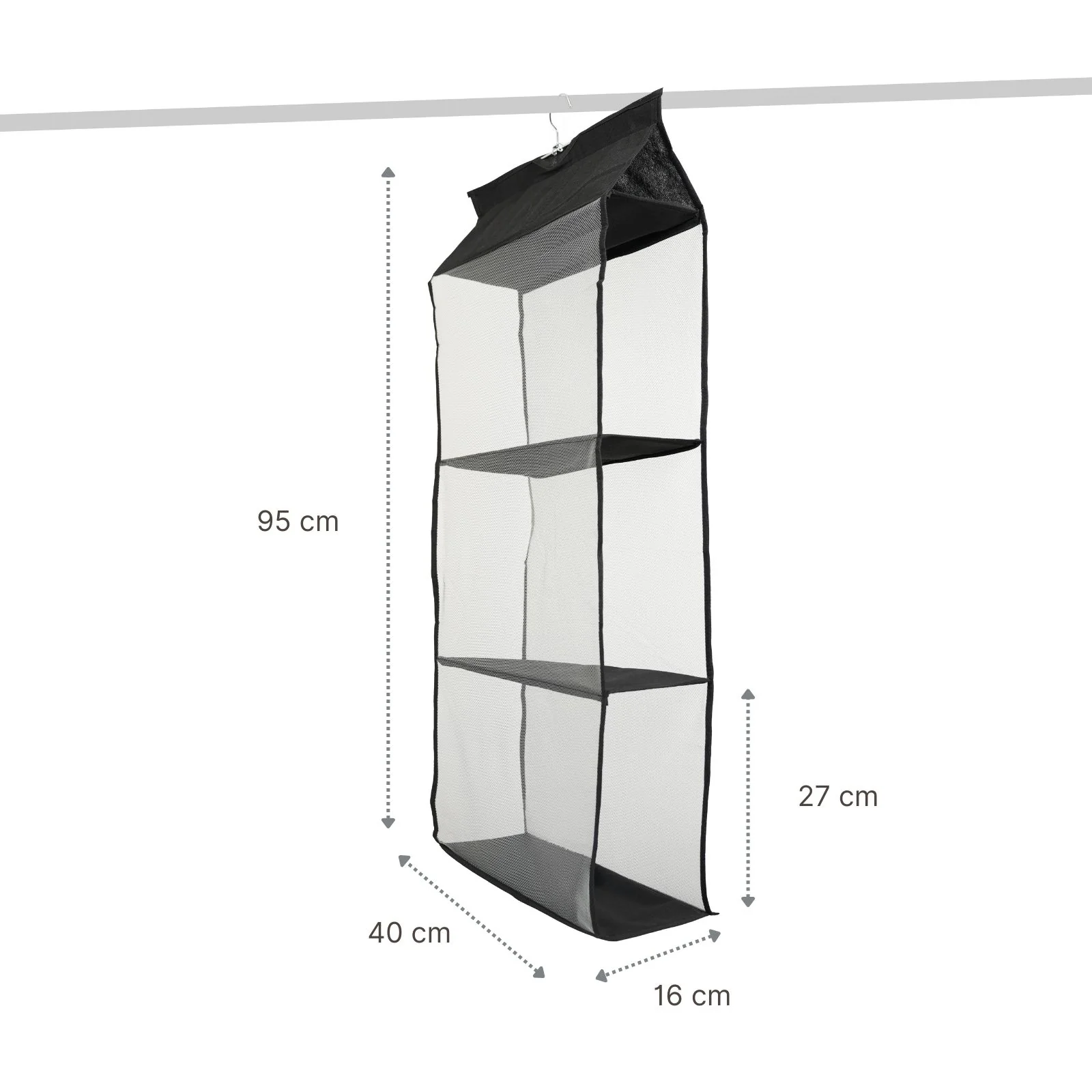 Handtaschen-Organizer zum Aufhängen Hängeaufbewahrung 3 Fächer Schwarz - Image 3