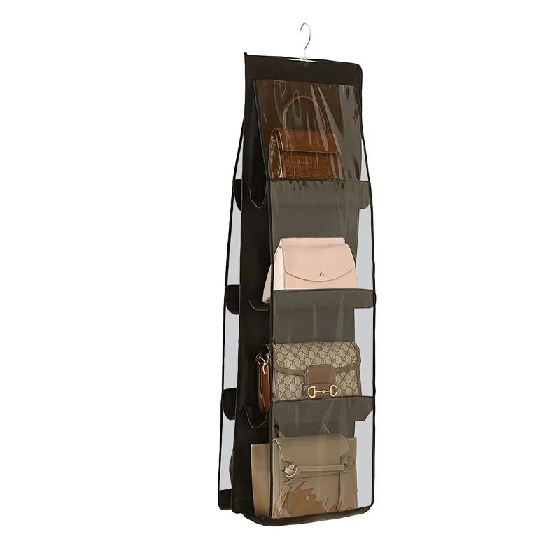 Hängende Aufbewahrungstasche Handtaschen Organizer 8 Fächer Schwarz