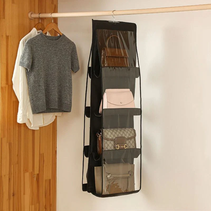 Hängende Aufbewahrungstasche Handtaschen Organizer 8 Fächer Schwarz - Image 2