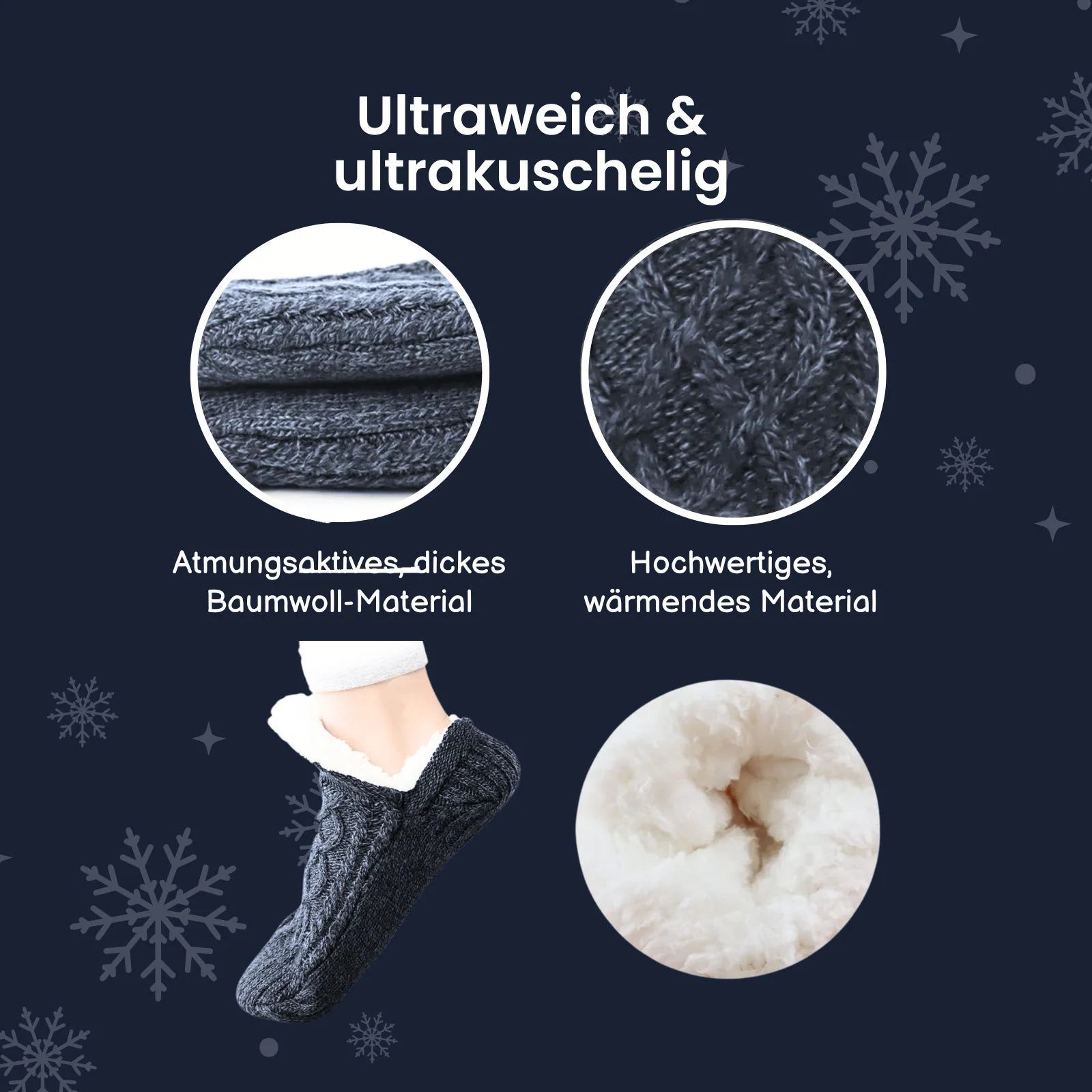 Hausschuhe Gr. 43-46 Fuzzy-Socken Wintersocken Kuschelsocken Pantoffeln - Image 3