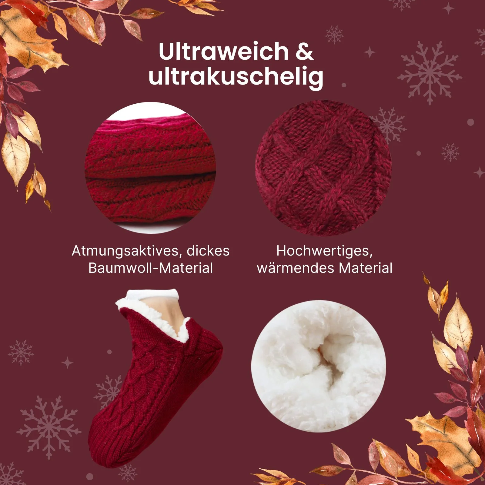 Hausschuhe Gr. 43-46 Wintersocken Fuzzy-Socken Pantoffeln Kuschelsocken - Image 3