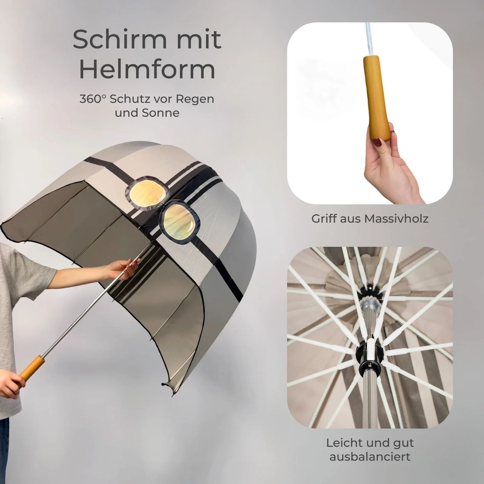 Helm-Regenschirm Stockschirm Regenschirm mit UV-Schutz Sonnenschirm - Image 3