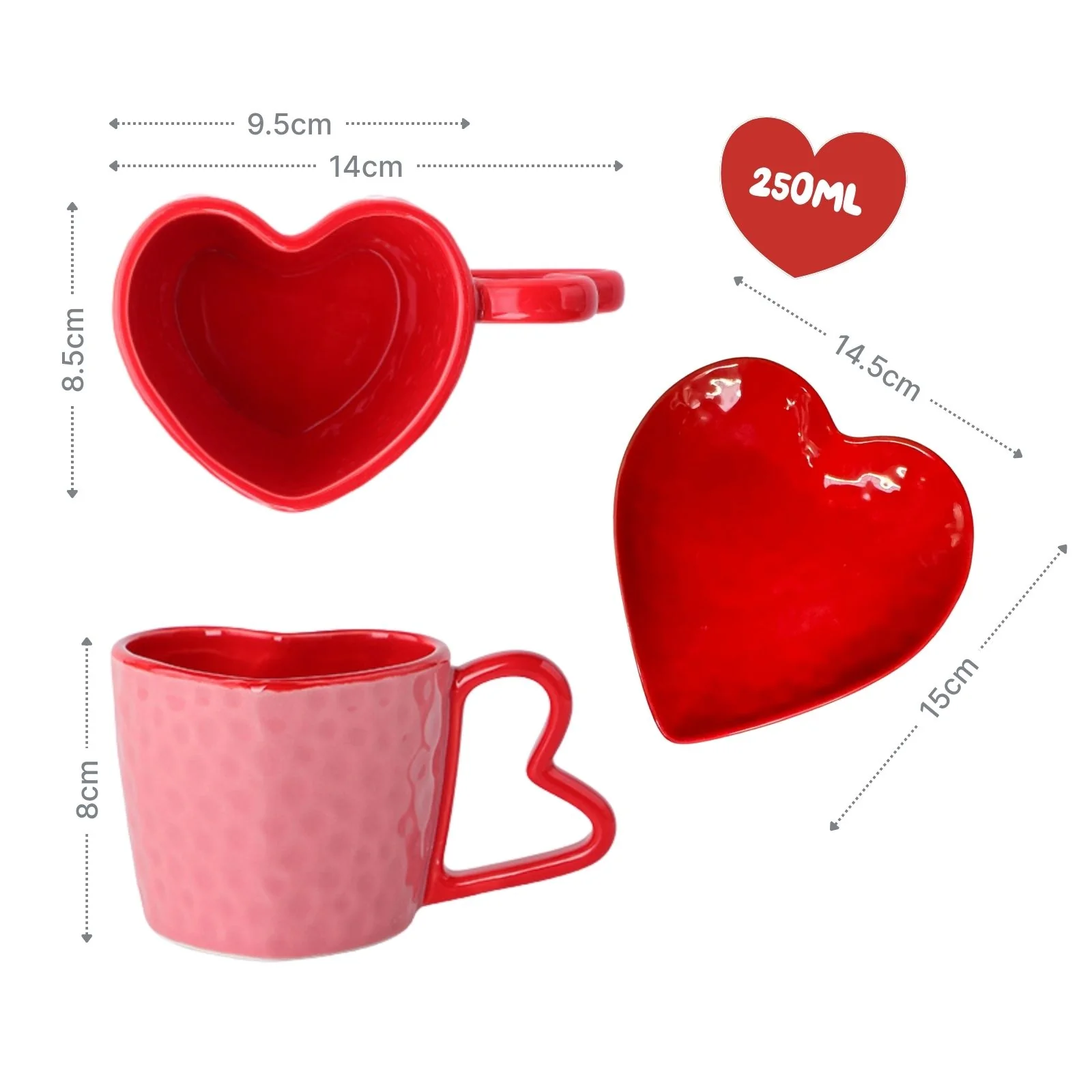 Herztasse mit Untertasse Becher Kaffeetasse Teetasse Henkeltasse - Image 5